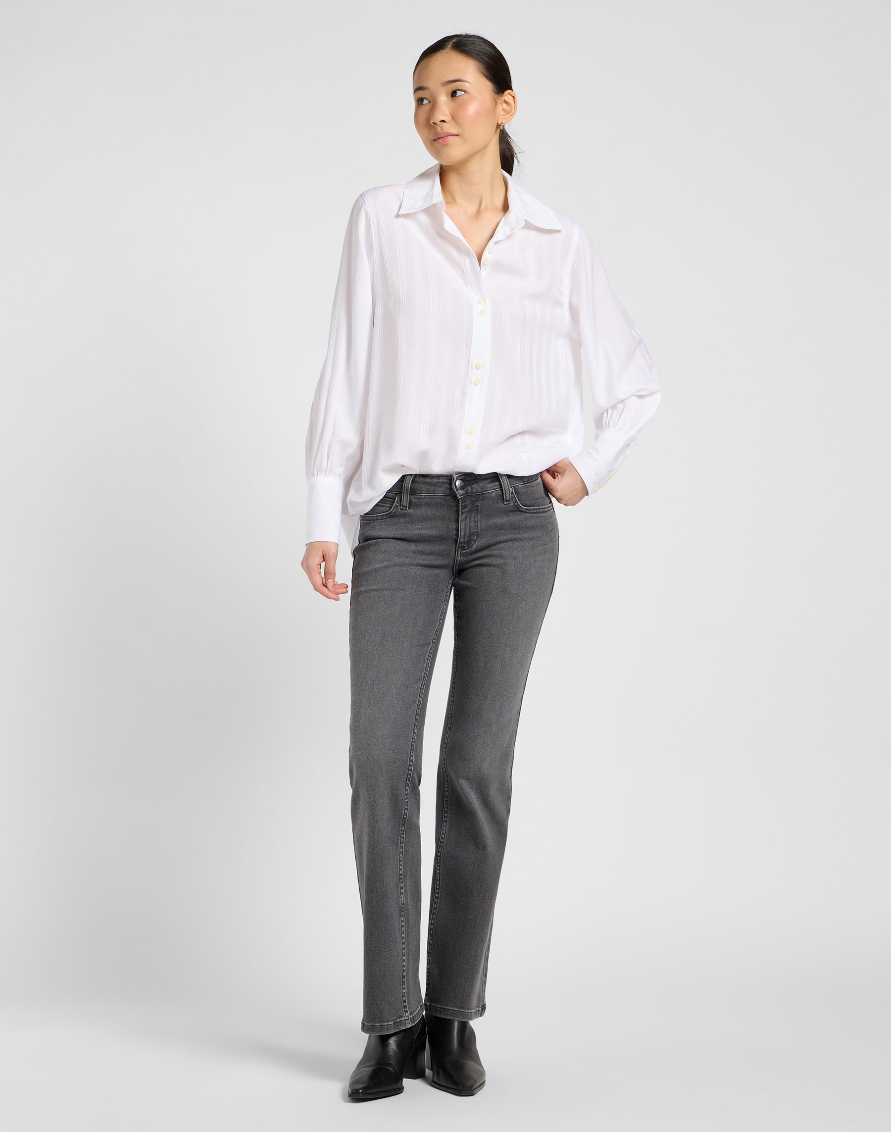Balloon Sleeve Shirt in Bright White Chemises Lee
