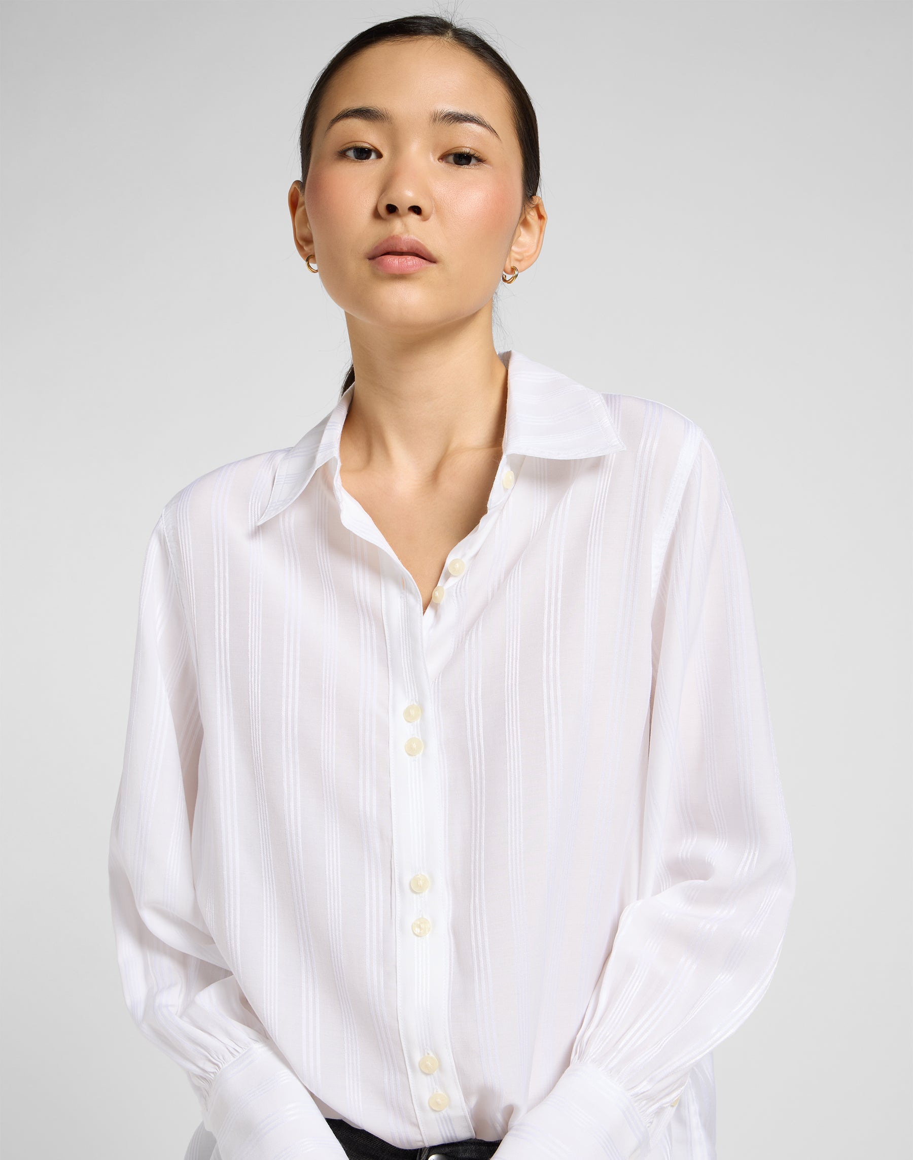Balloon Sleeve Shirt in Bright White Chemises Lee
