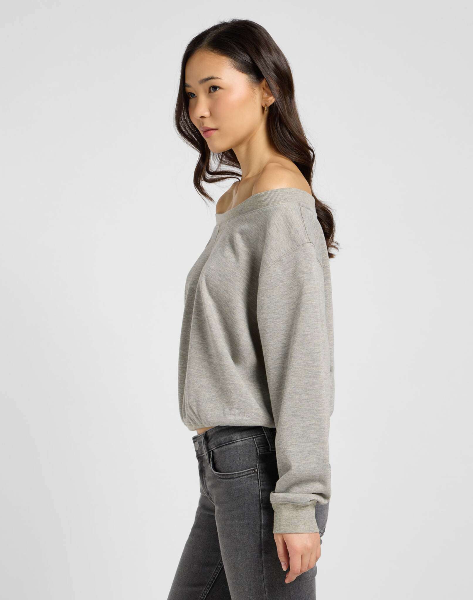 Off Shoulder Sws in Grey Heather Sweatshirts Lee