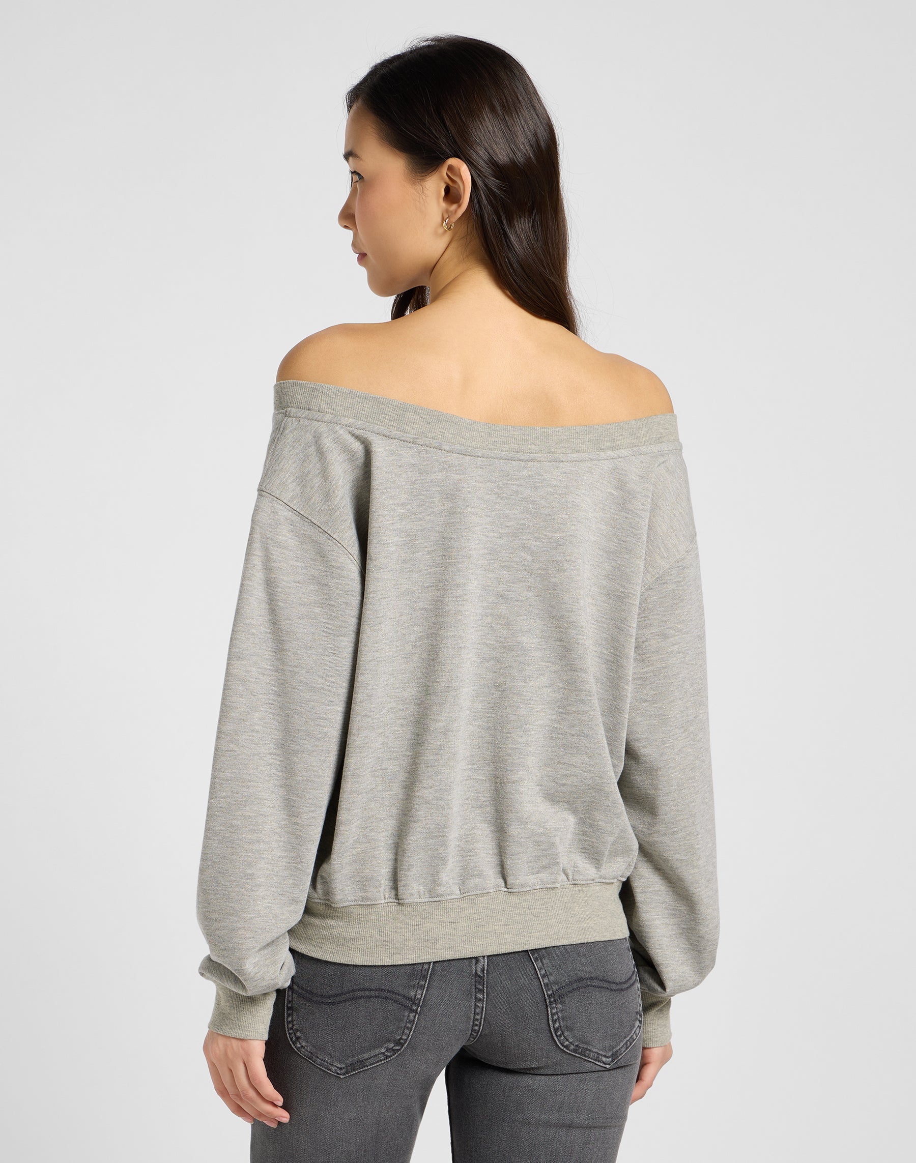 Off Shoulder Sws in Grey Heather Sweatshirts Lee