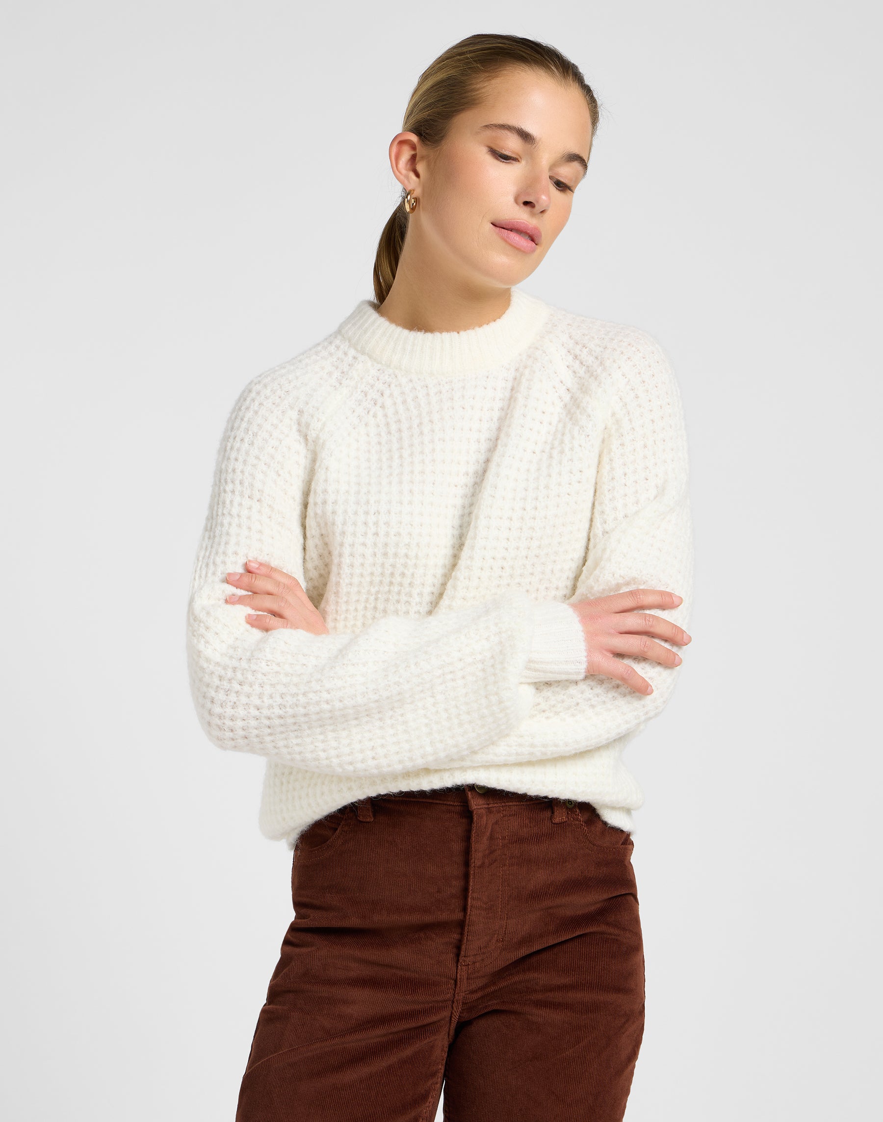 Pull tricoté en écru Pull Lee