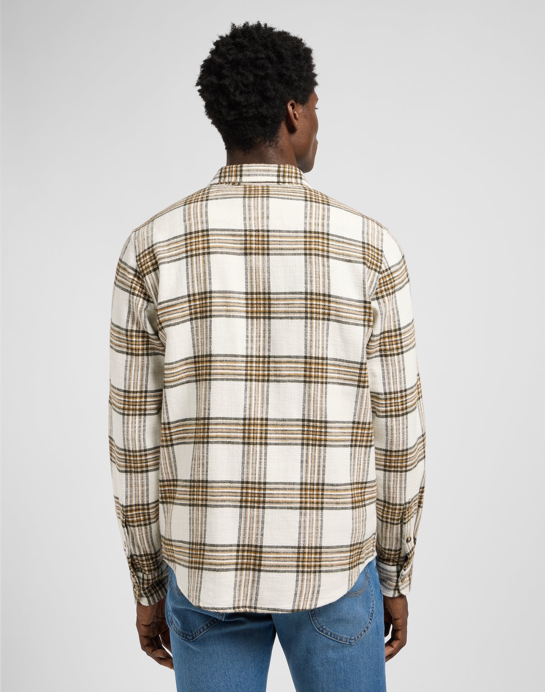 Clean Western Shirt in Ecru Ochre Plaid Chemises Lee