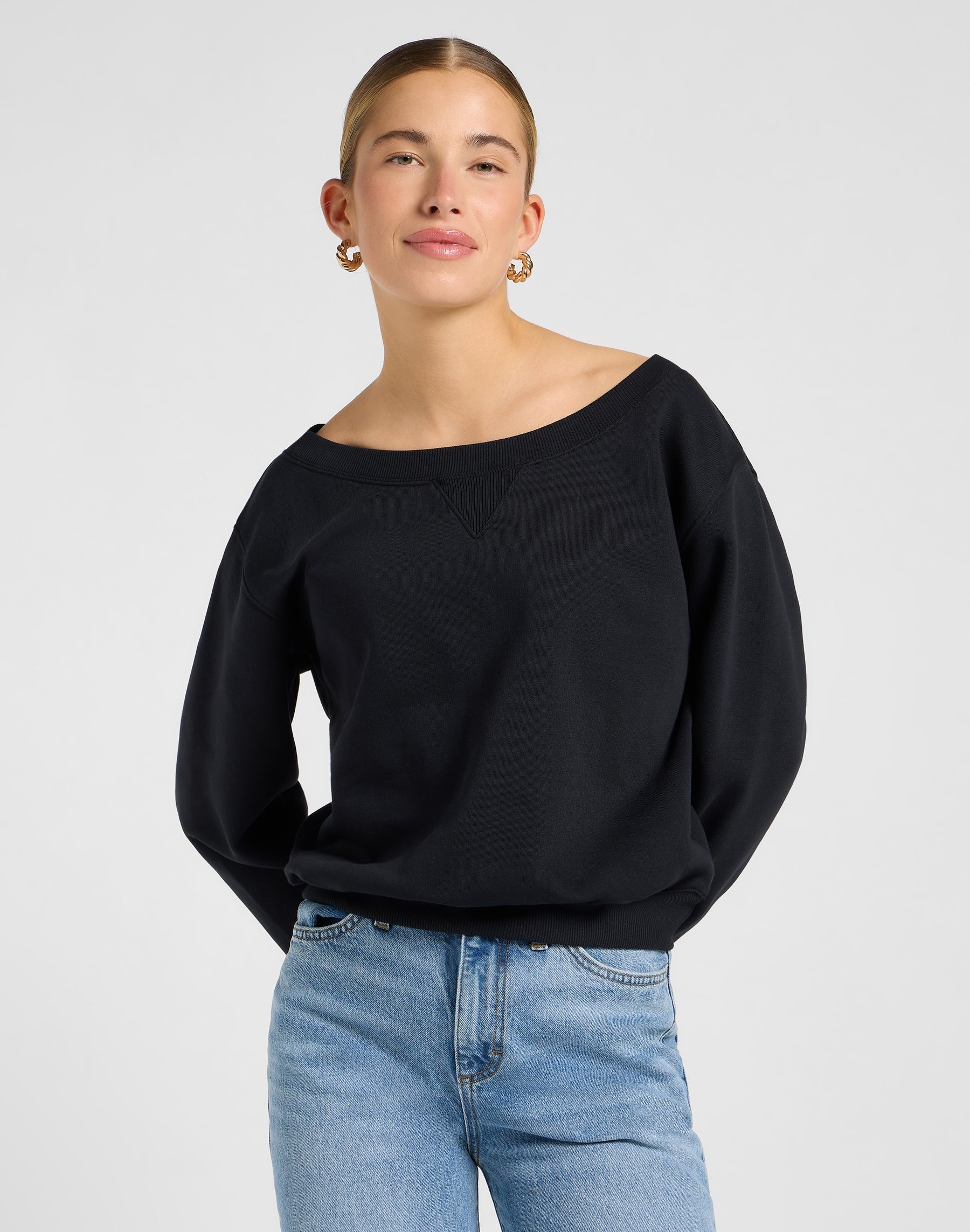 Off Shoulder Sws in Unionall Black Sweatshirts Lee