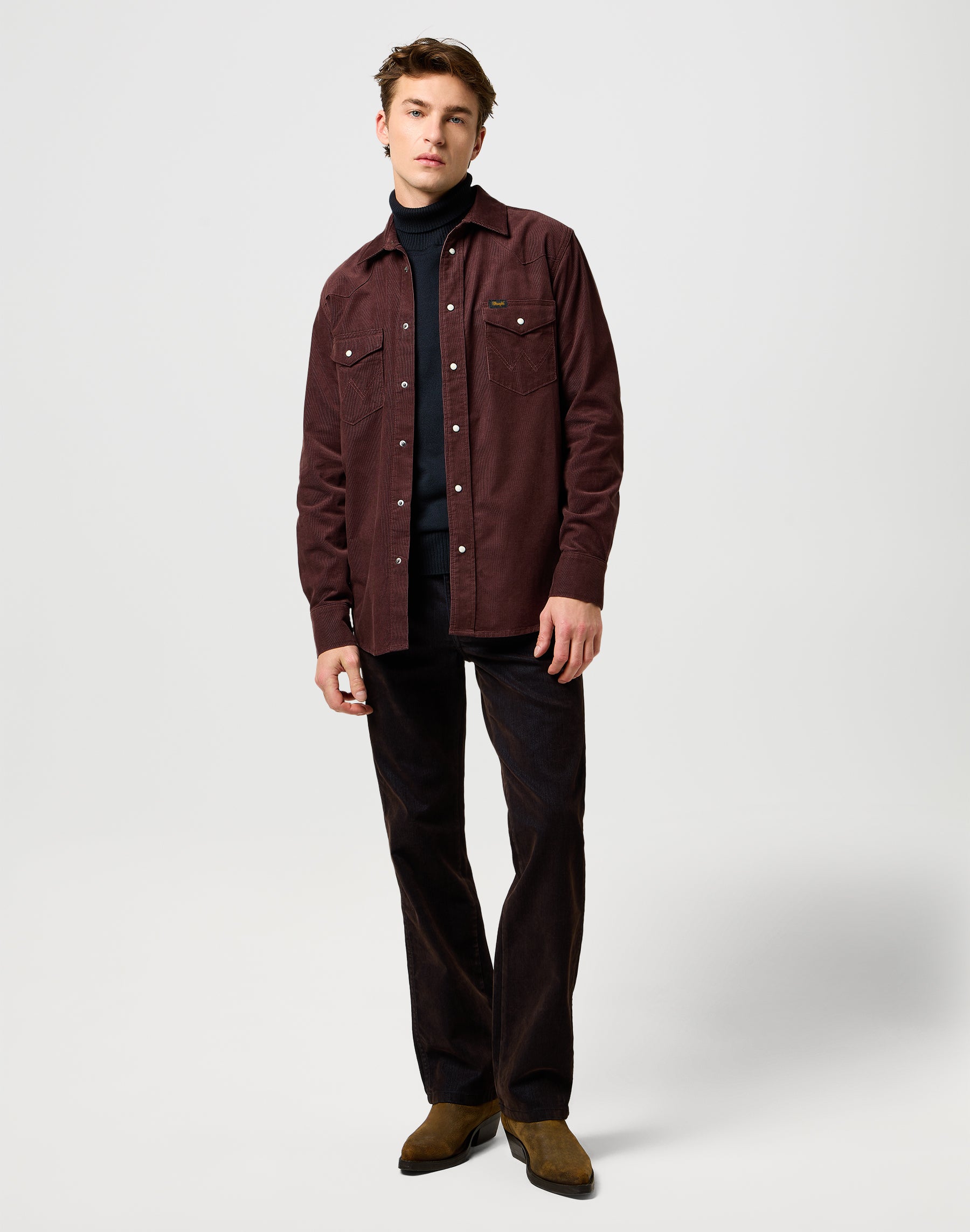 Chemise Western en velours côtelé in Mahogany Chemises Wrangler