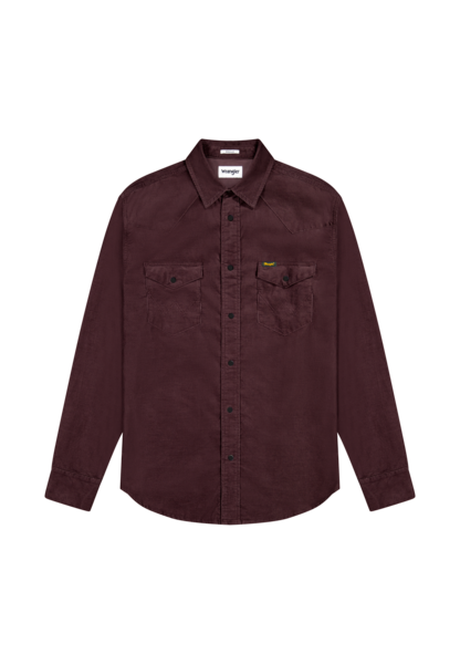 Chemise Western Cord en acajou