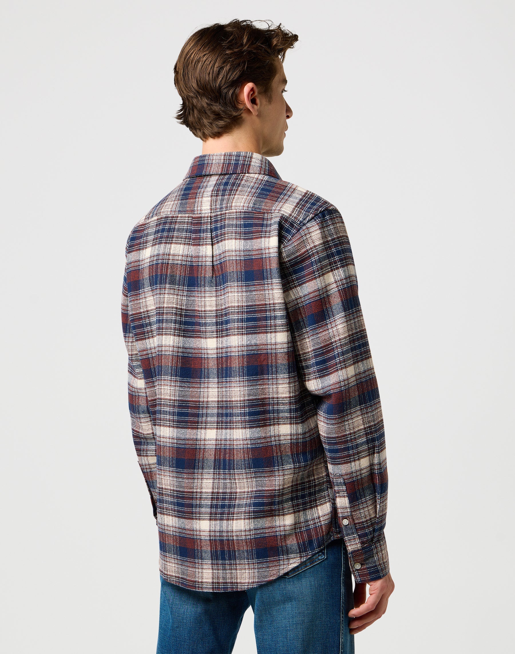 Brushed 1 Pkt Shirt in Navy Birch Chemises Wrangler