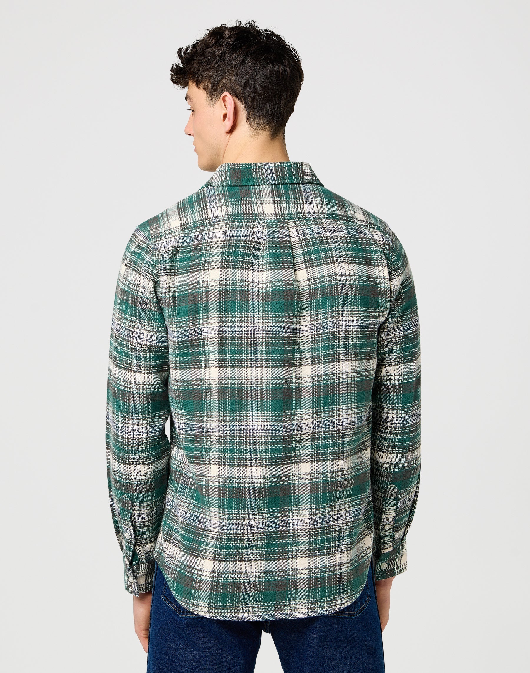 Brushed 1 Pkt Shirt in Green Birch Chemises Wrangler