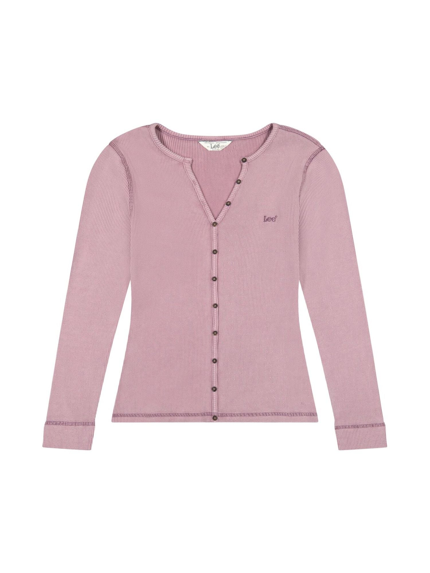 Henley gaufré délavé en plumberry