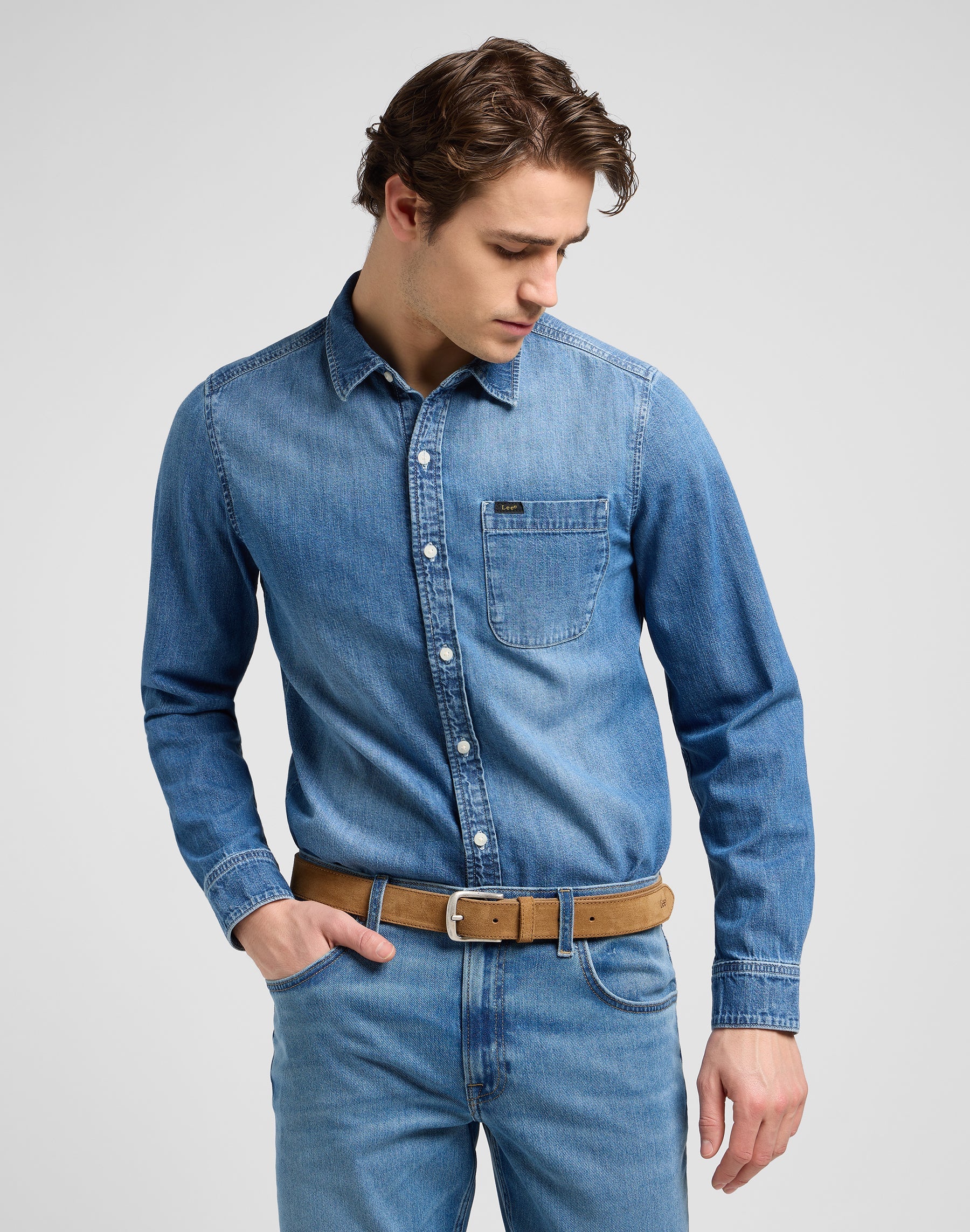 Suede Belt in Khaki Ceinture Lee