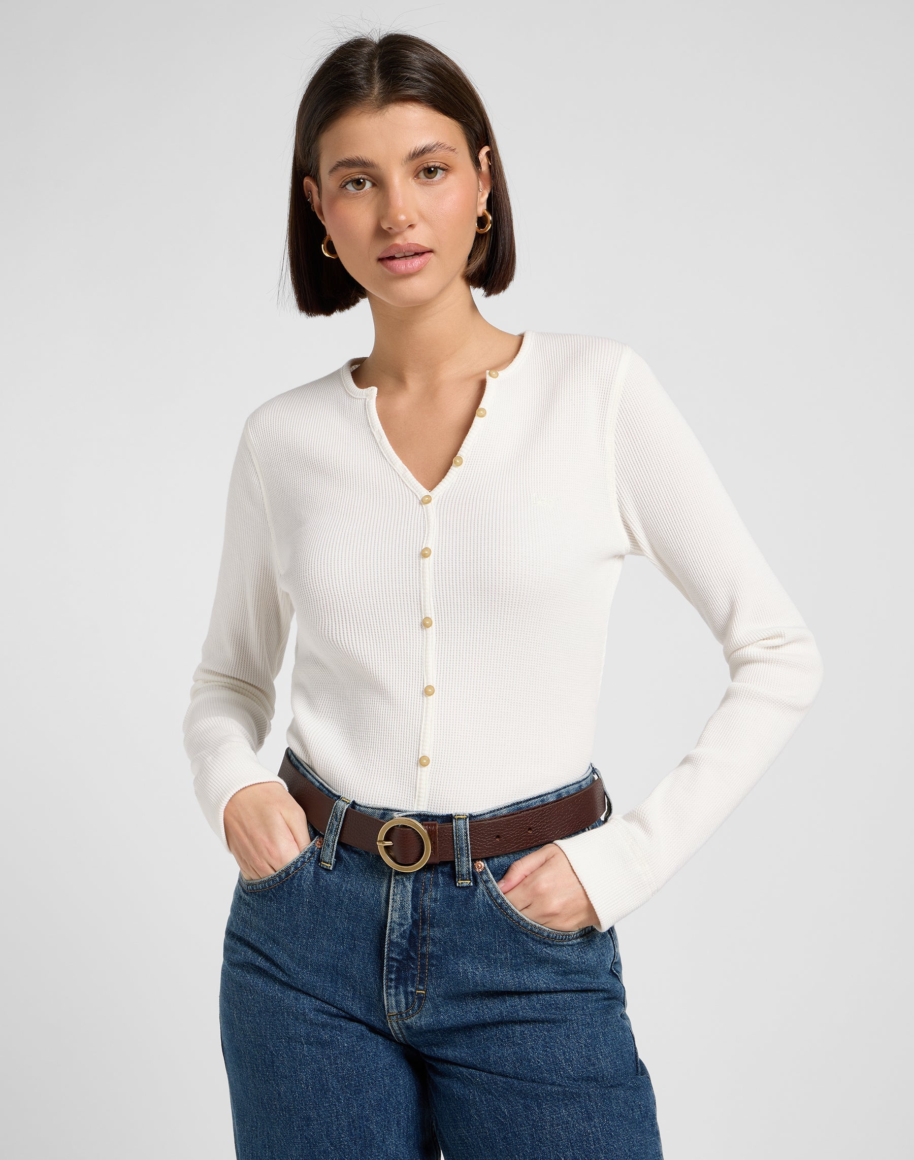 Round Buckle Belt in Dark Brown Ceinture Lee