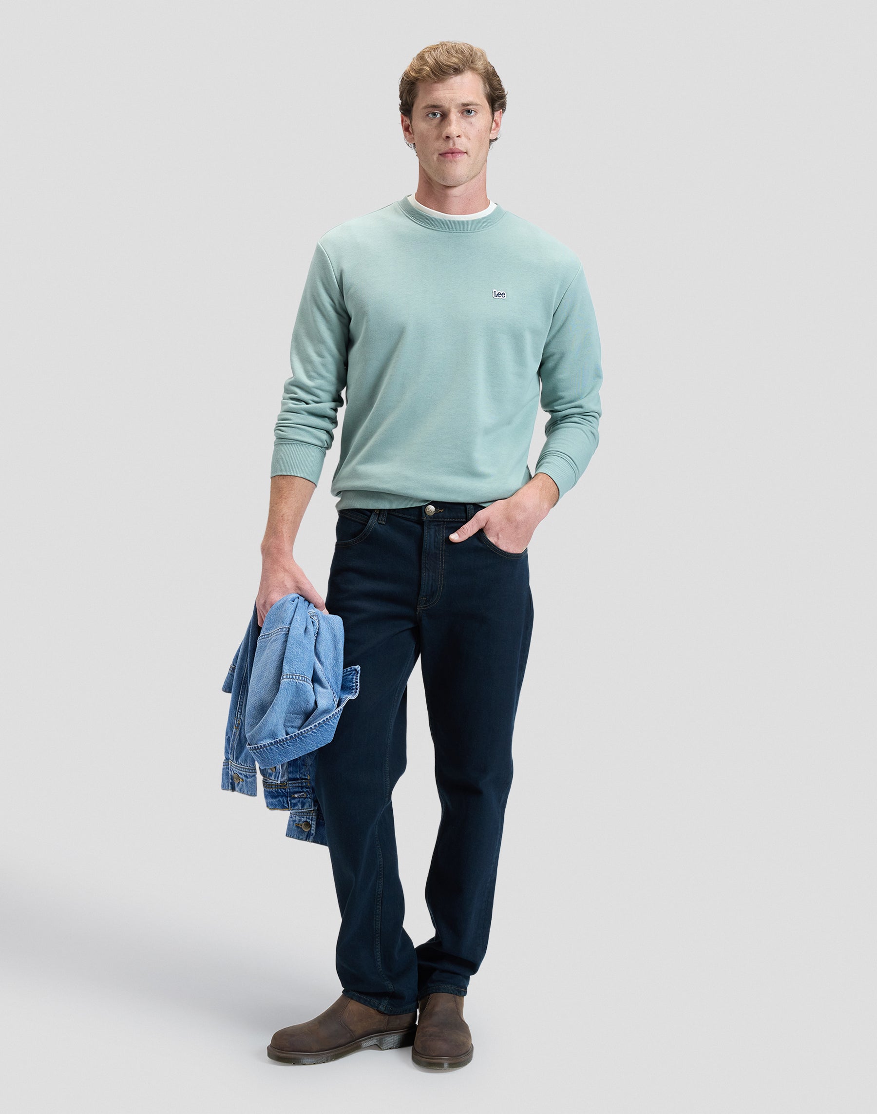 Sweat-shirt Patch Crew en Desert Sage