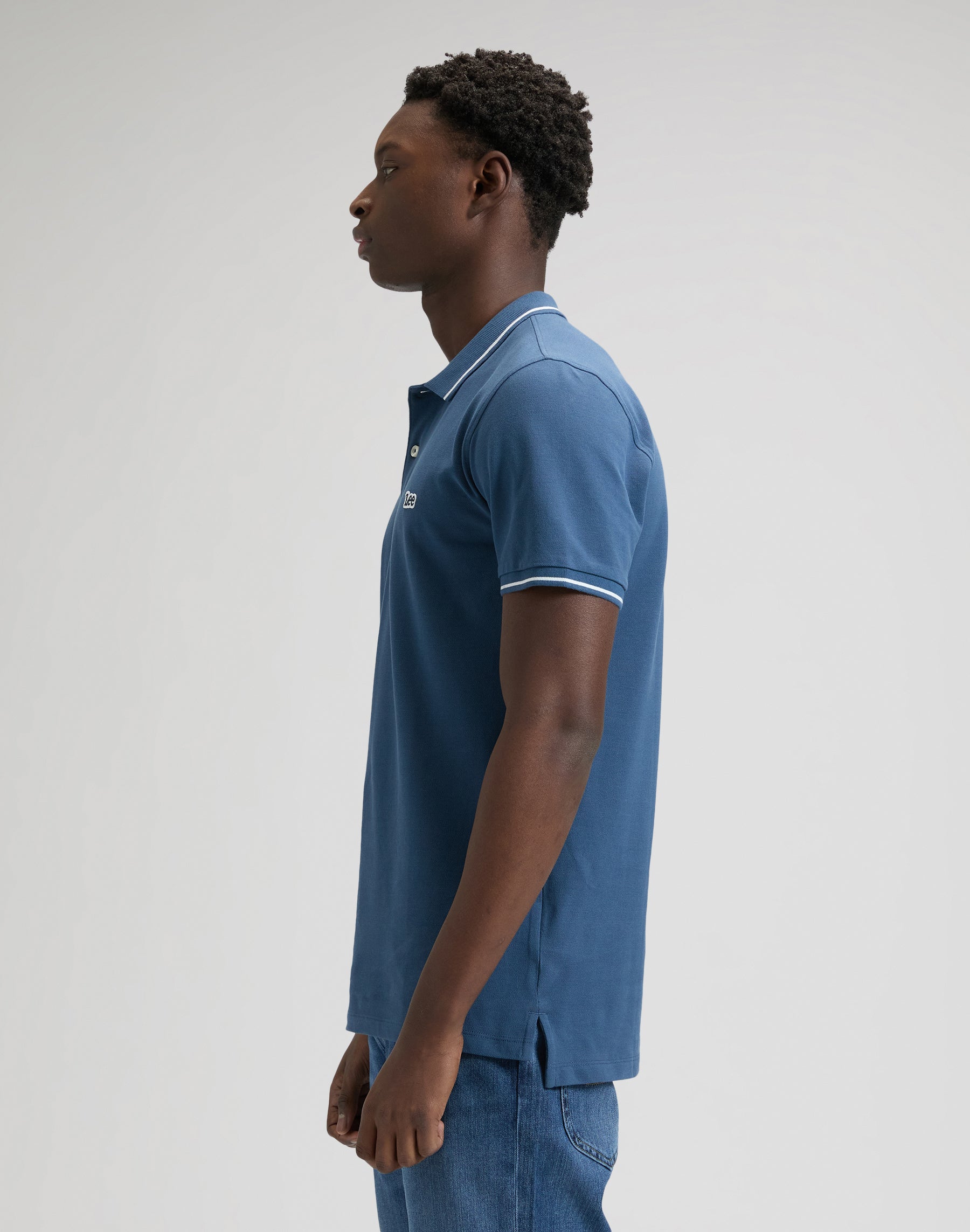 Polo piqué bleu académie