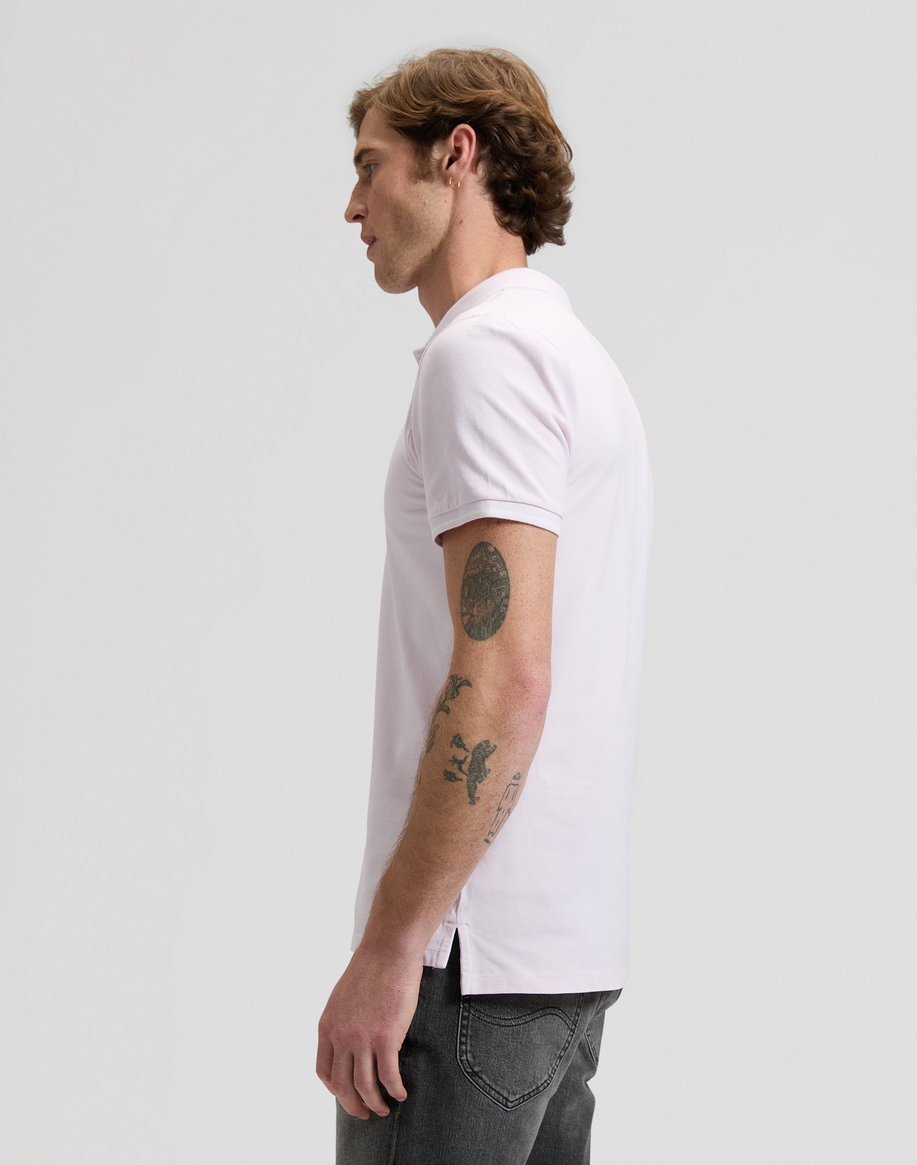 Polo piqué rose clair glacé