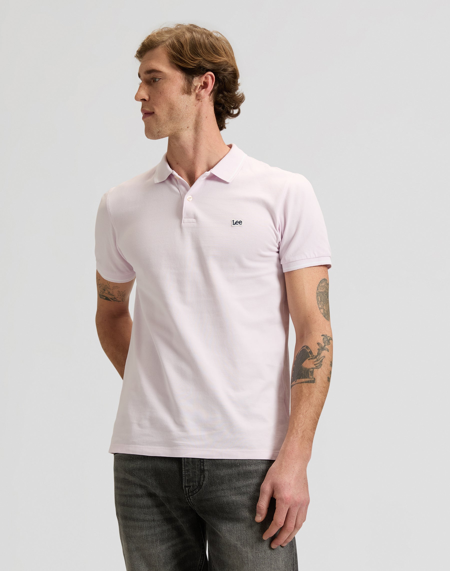 Polo piqué rose clair glacé