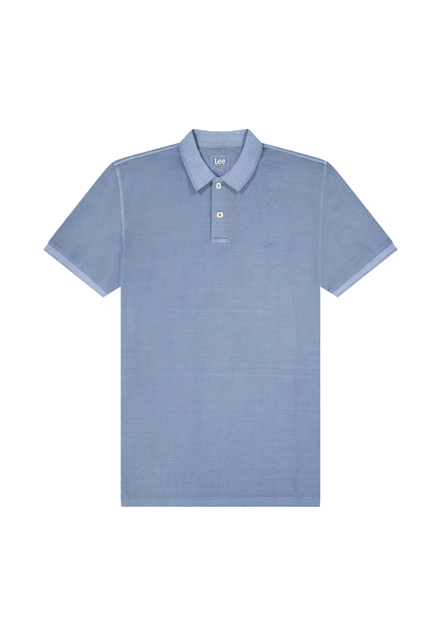 Polo teint en pièce, couleur bleu poussiéreux