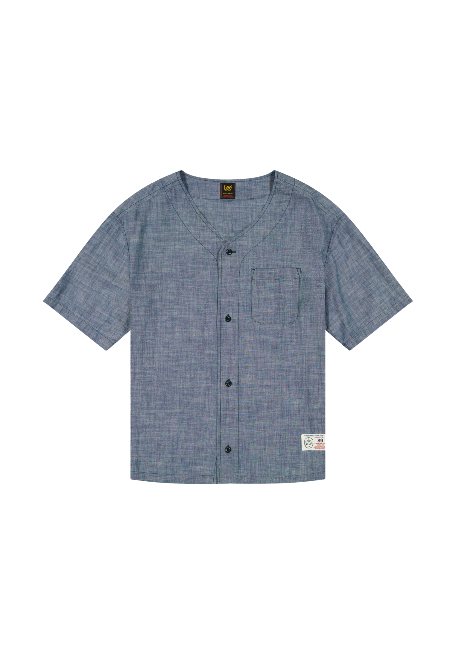 T-shirt de baseball avec poche en chambray délavé clair