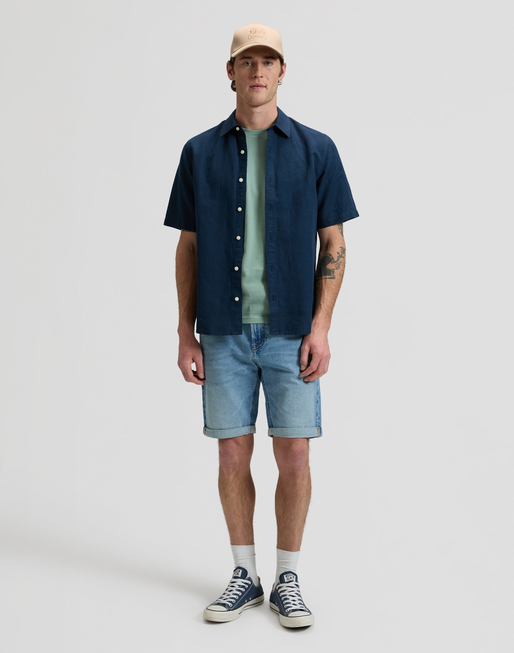 Lee Ss Lee en Rivet Navy Chemises Lee