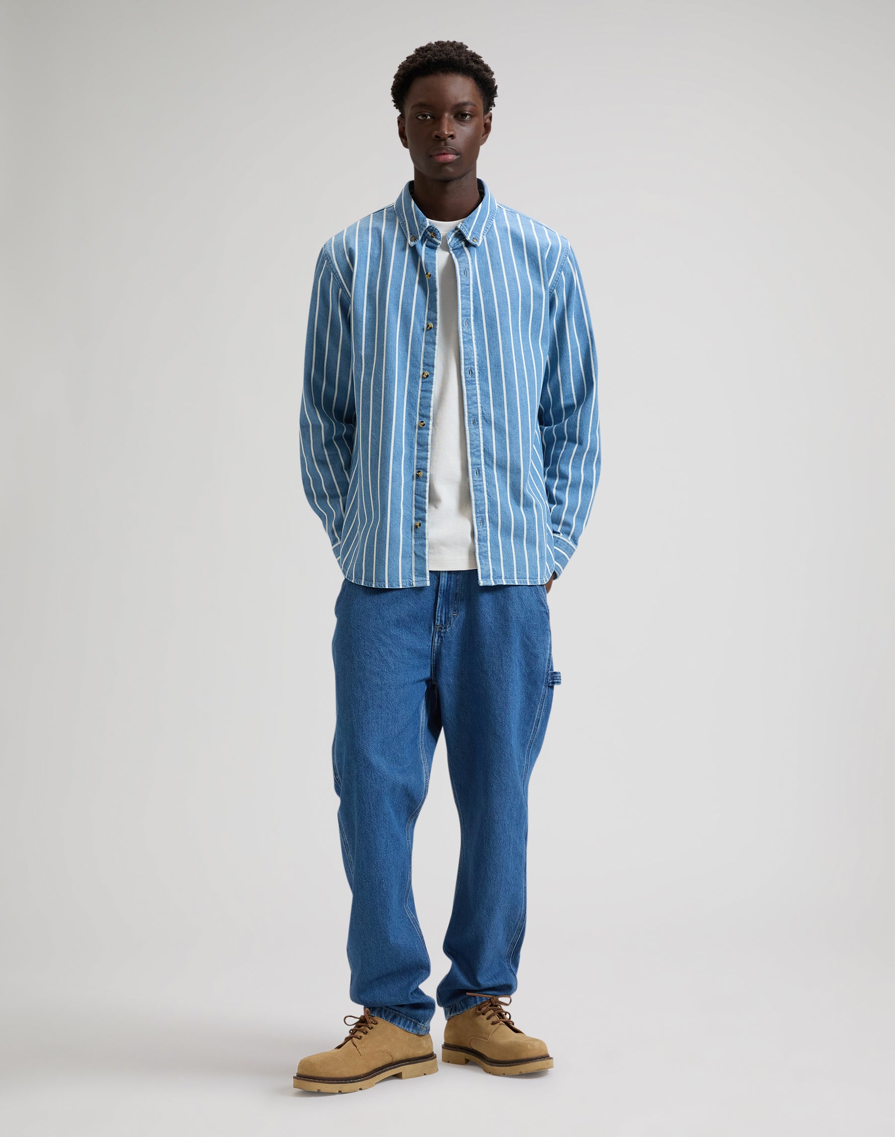 Chemise de travail boutonnée à rayures denim Lee