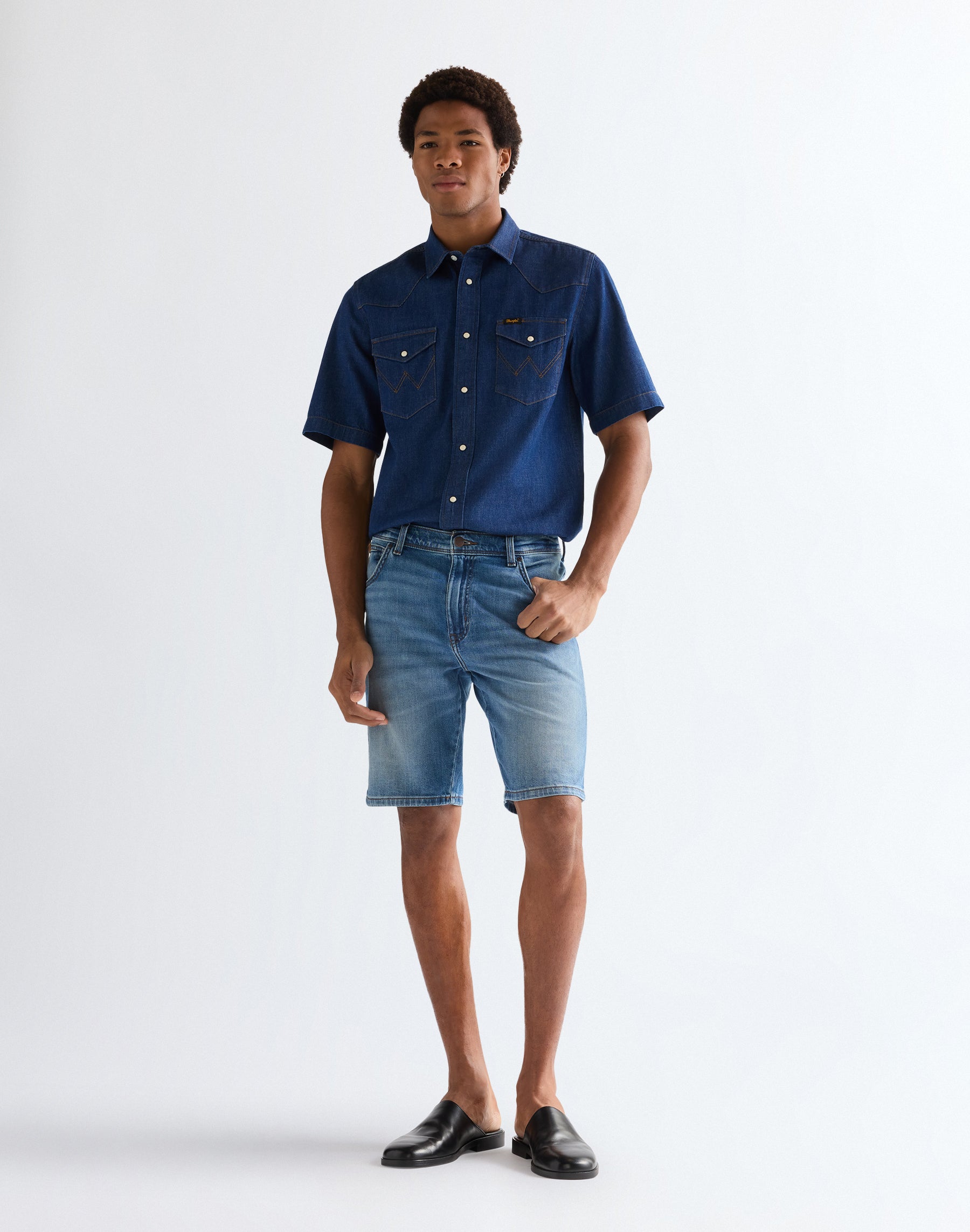 Short Texas en bleu marine Short en jean Wrangler