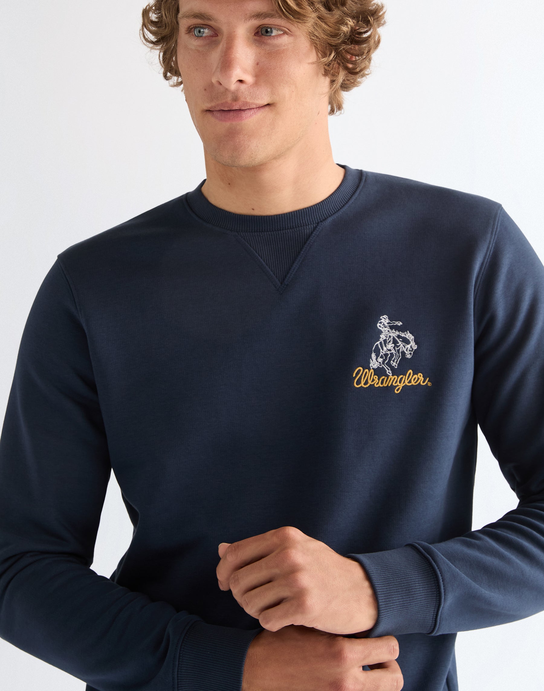 Équipe de broderie en sweat-shirts bleu marine Wrangler