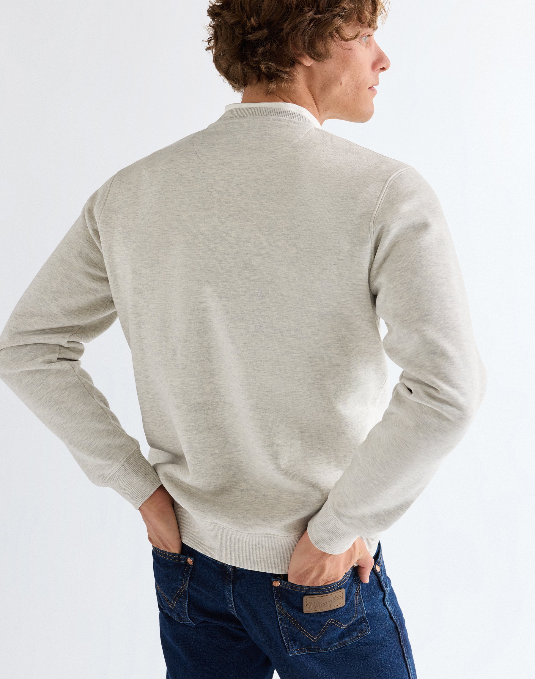 Équipe de broderie en sweat-shirts Oat Mel Wrangler