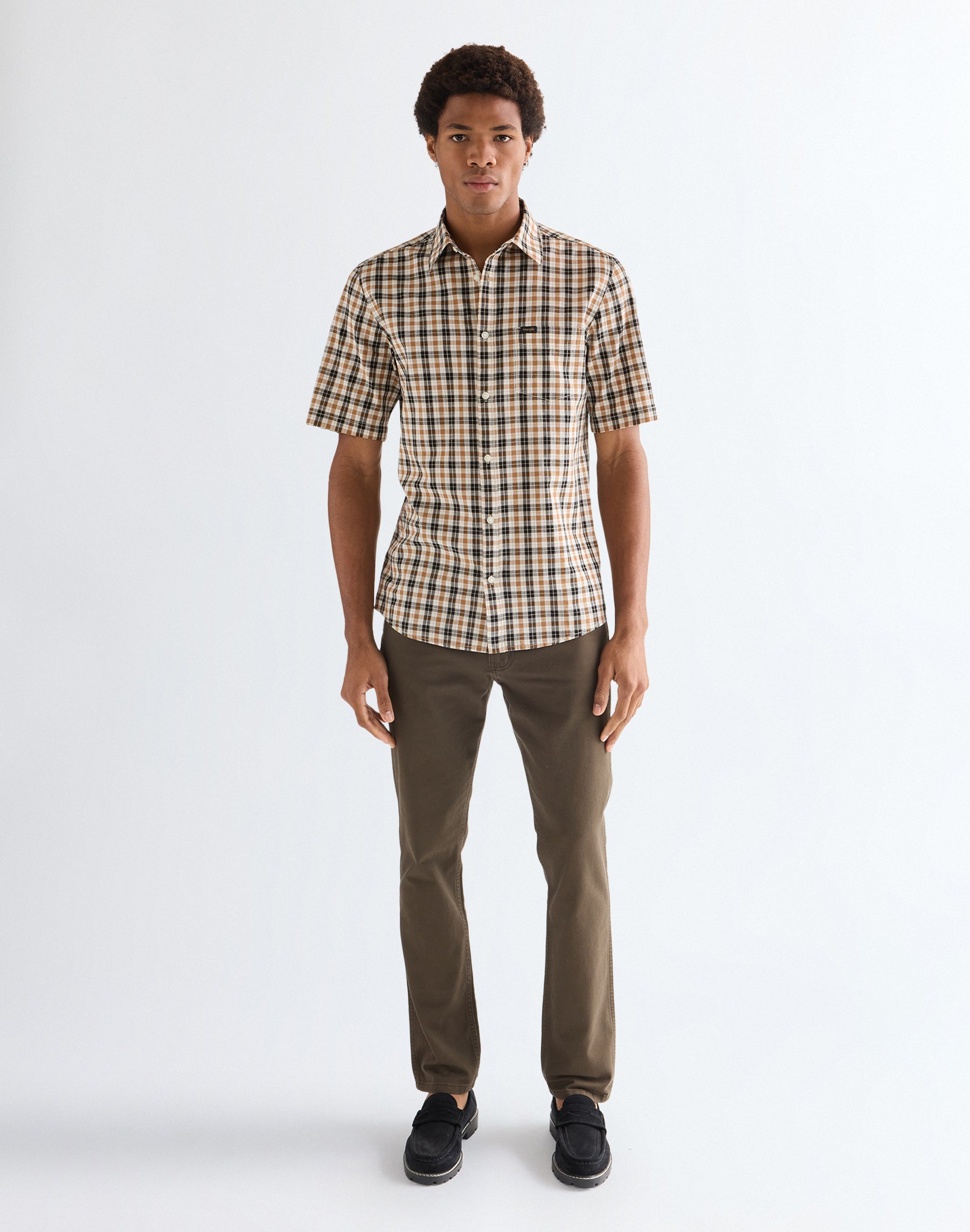 Chemise à manches courtes et 1 poche, couleur Golden Wheat Chemises Wrangler