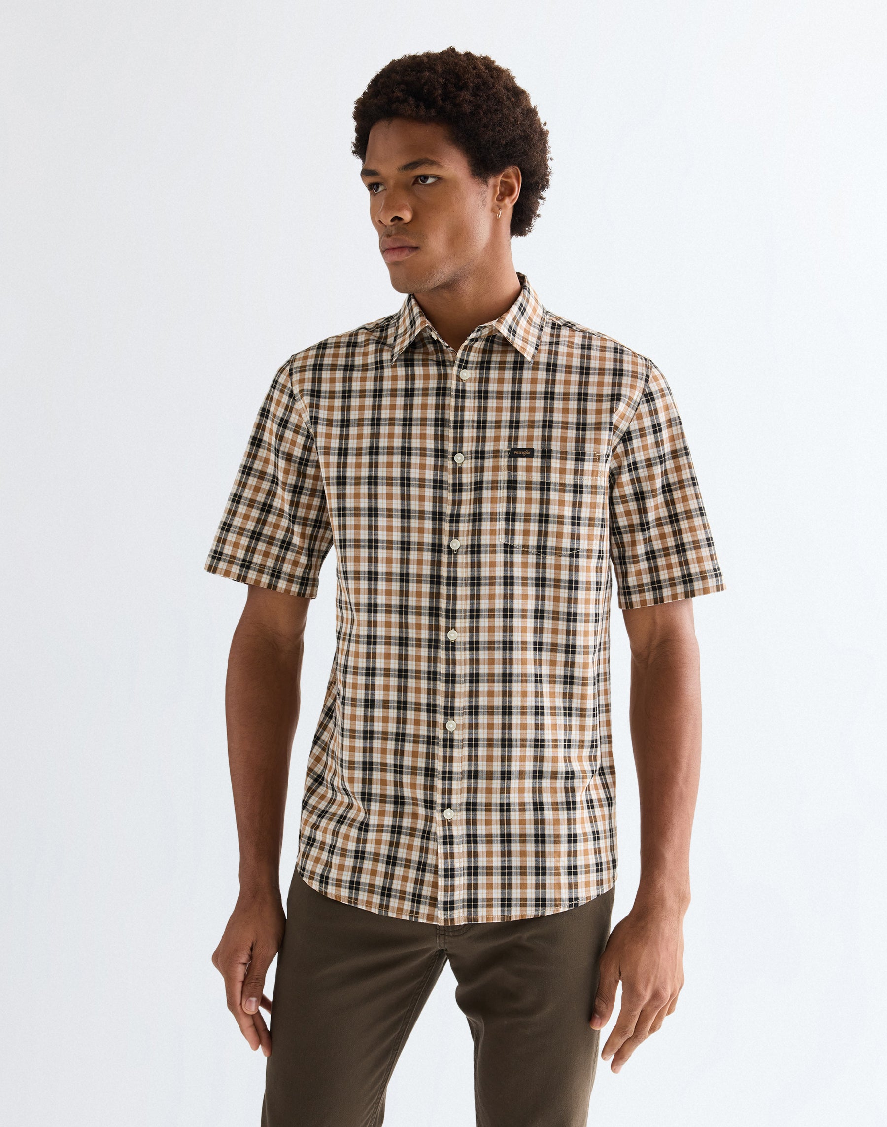 Chemise à manches courtes et 1 poche, couleur Golden Wheat Chemises Wrangler