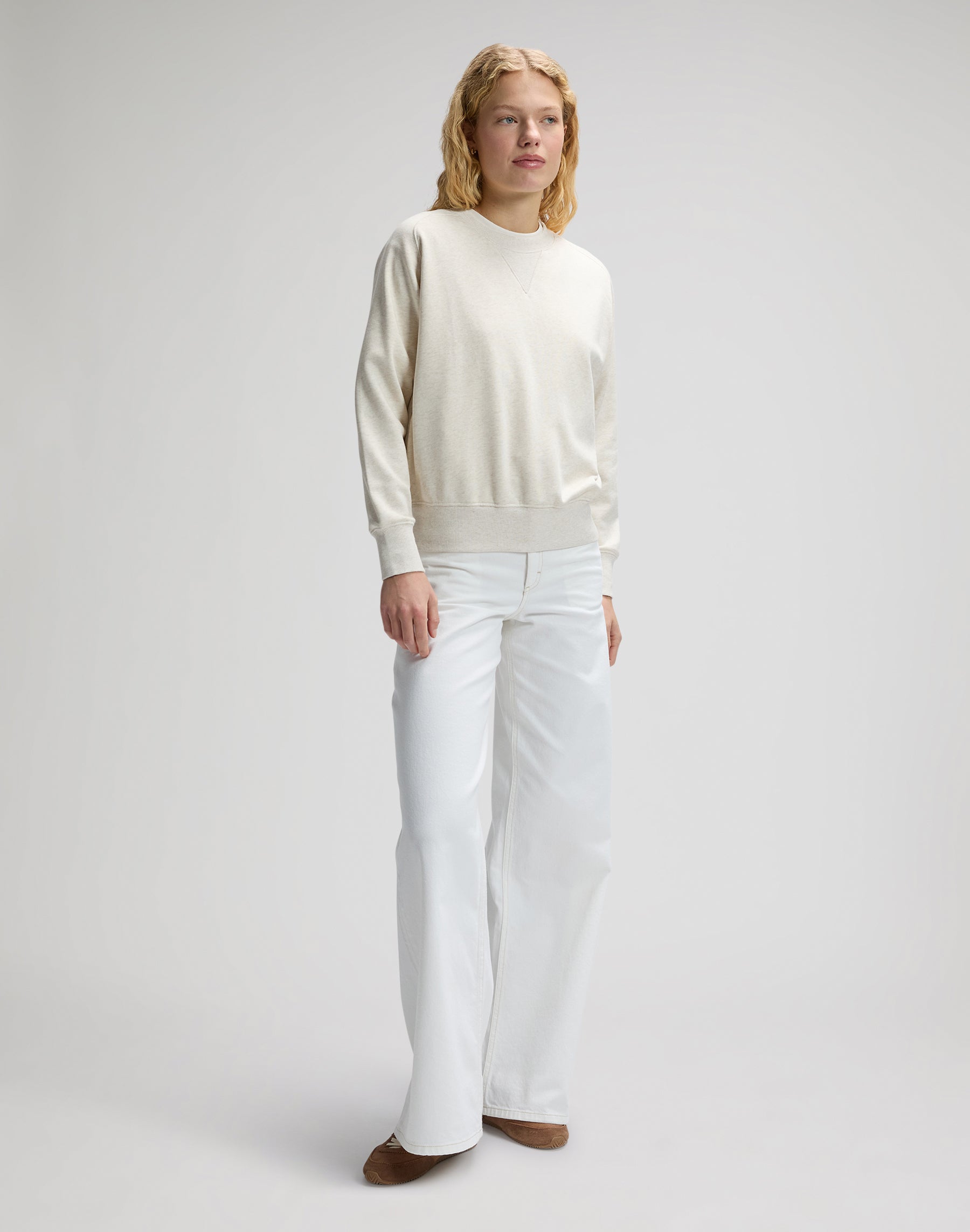 Sweat-shirt à manches raglan, couleur écru chiné