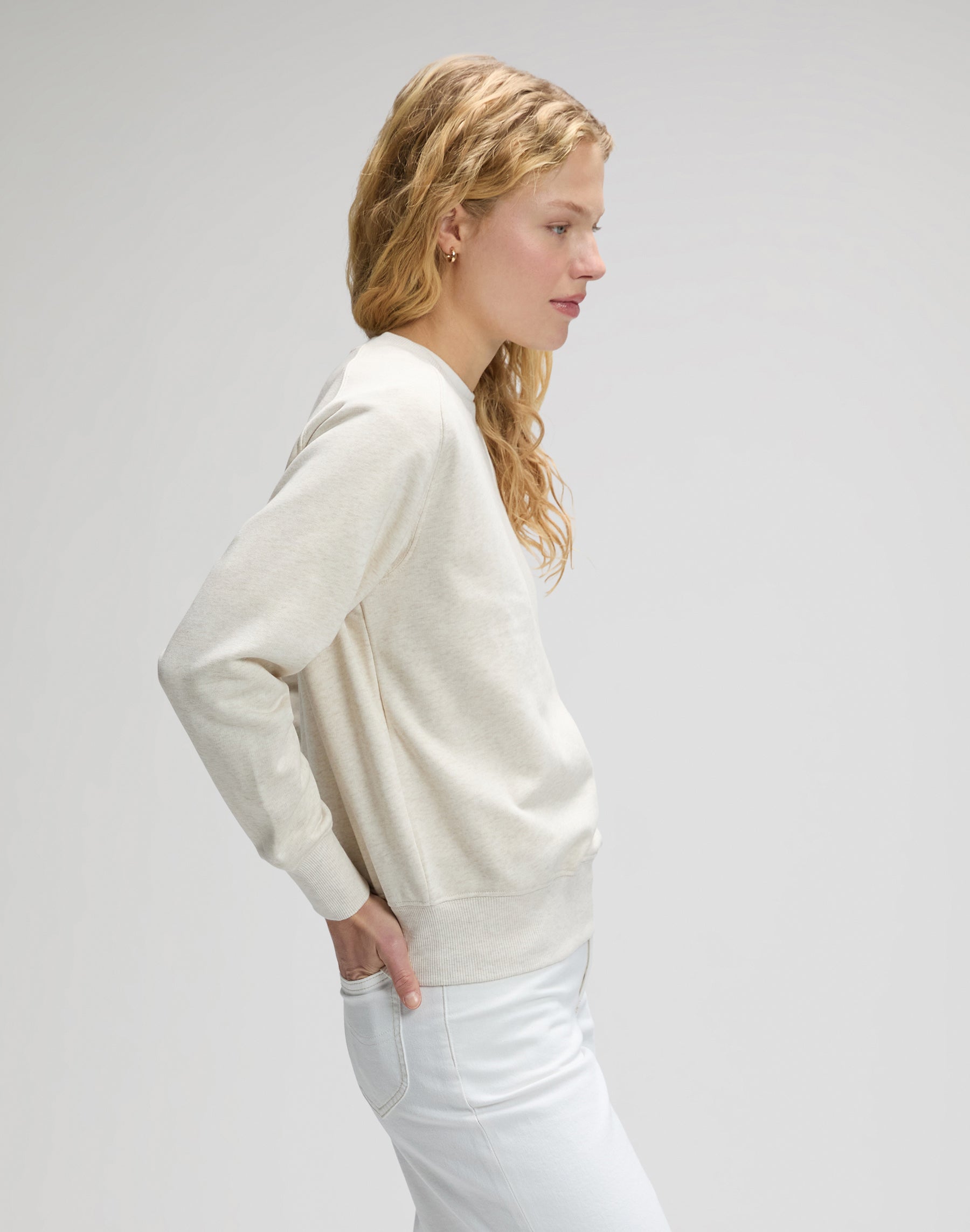 Sweat-shirt à manches raglan, couleur écru chiné