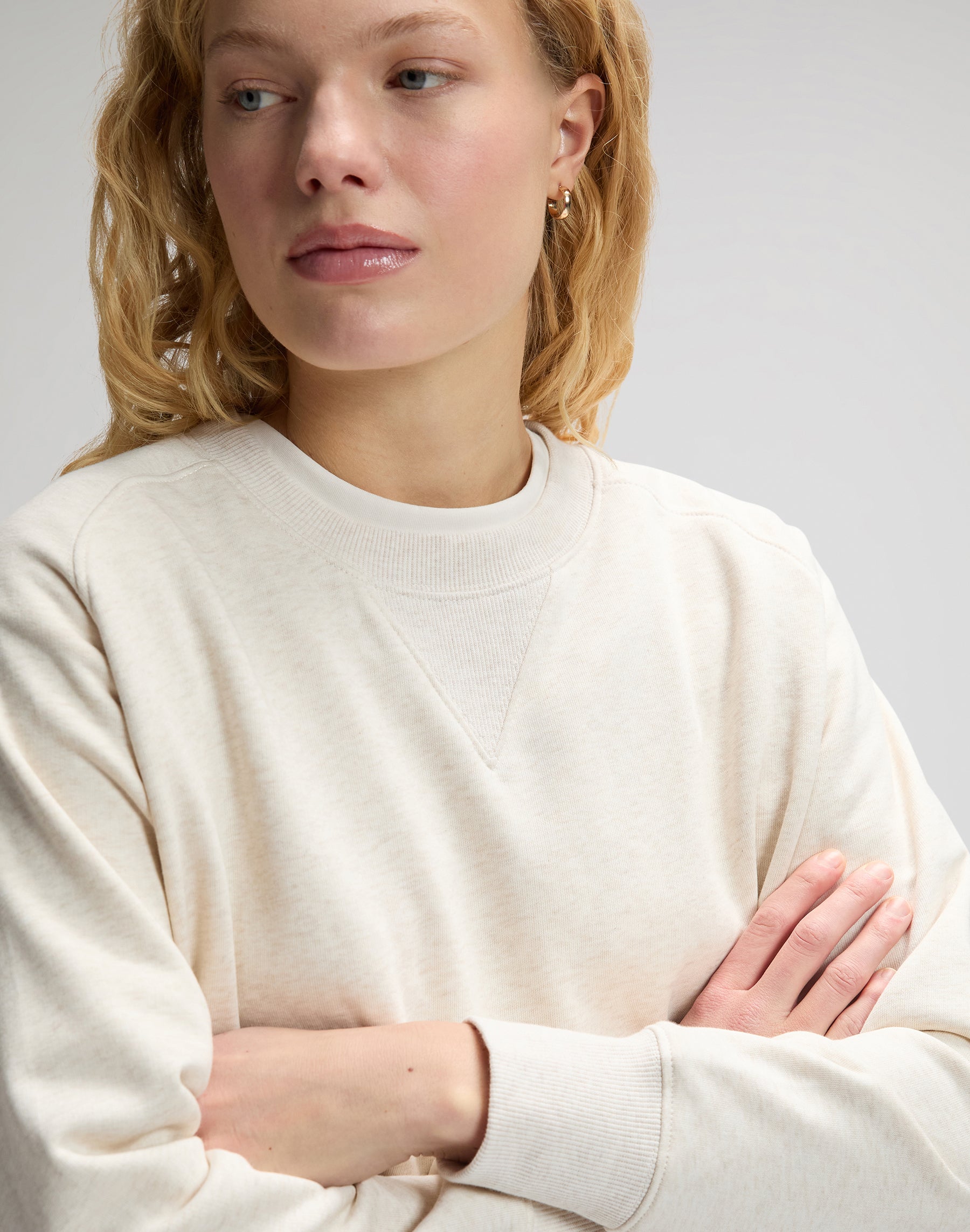 Sweat-shirt à manches raglan, couleur écru chiné