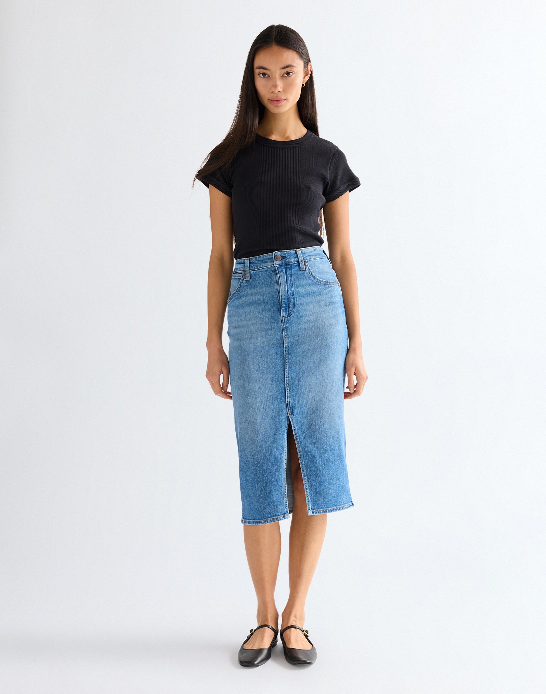 T-shirt à côtes côtelées noir T-shirts Wrangler