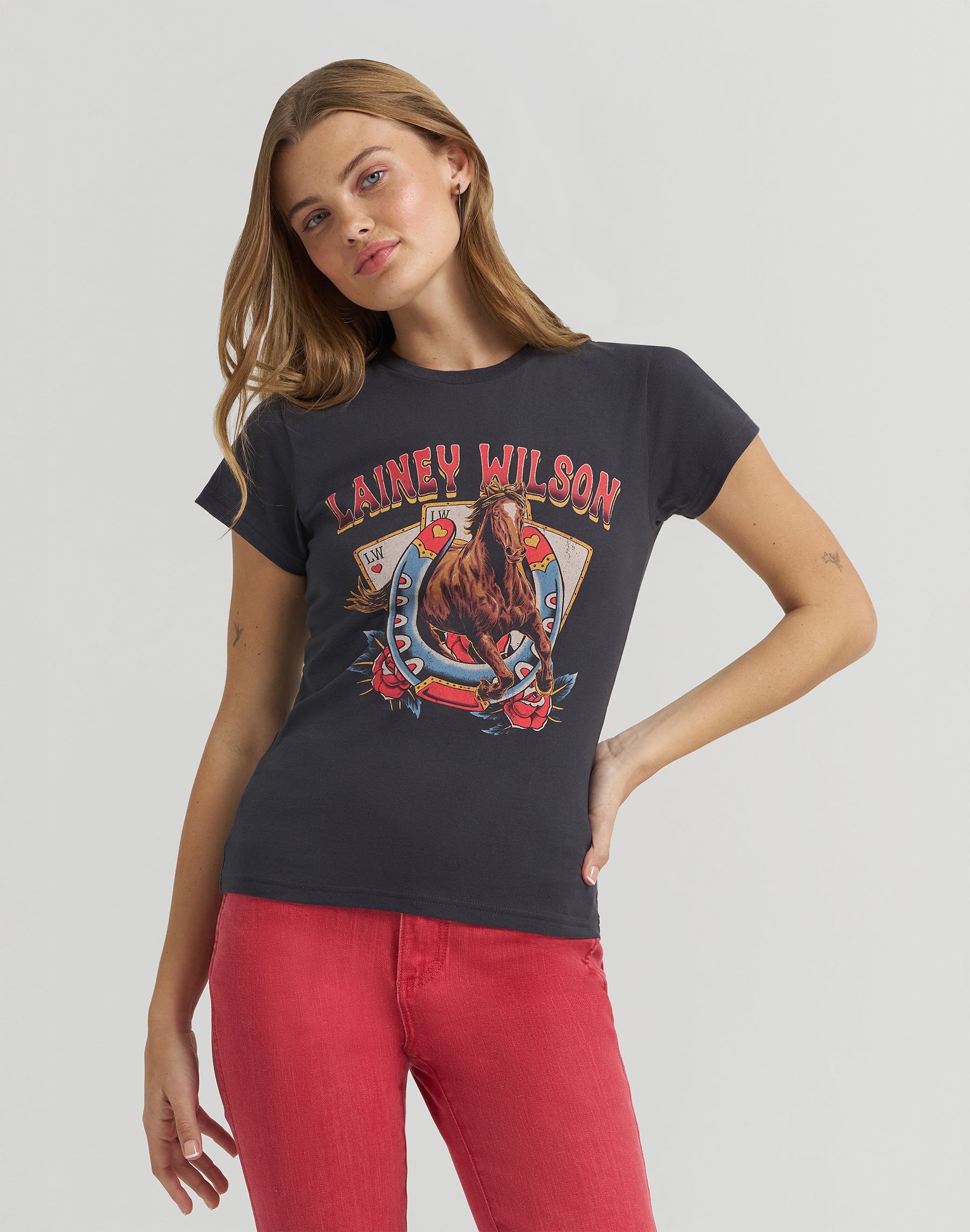 T-shirt Horse Cards Tee en noir T-shirts Wrangler