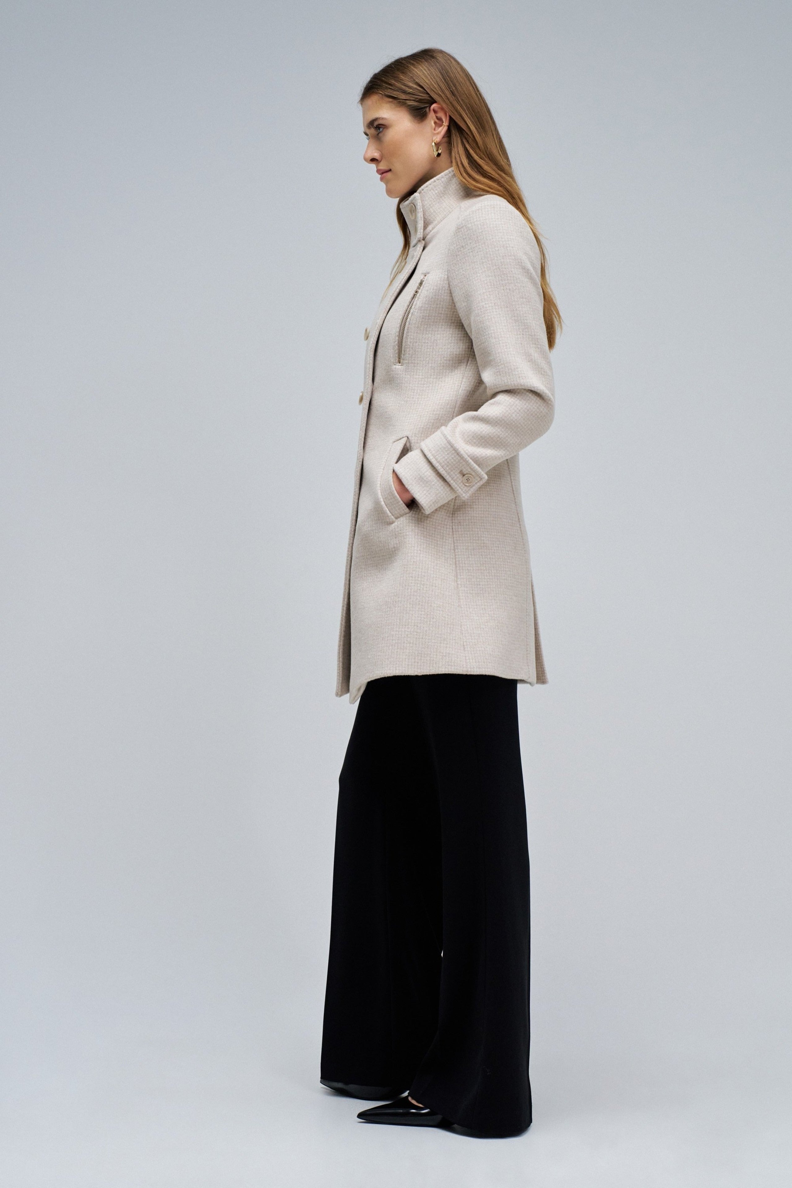Grace Long Woolen Coat in Light Beige V1 Vestes Salsa Jeans