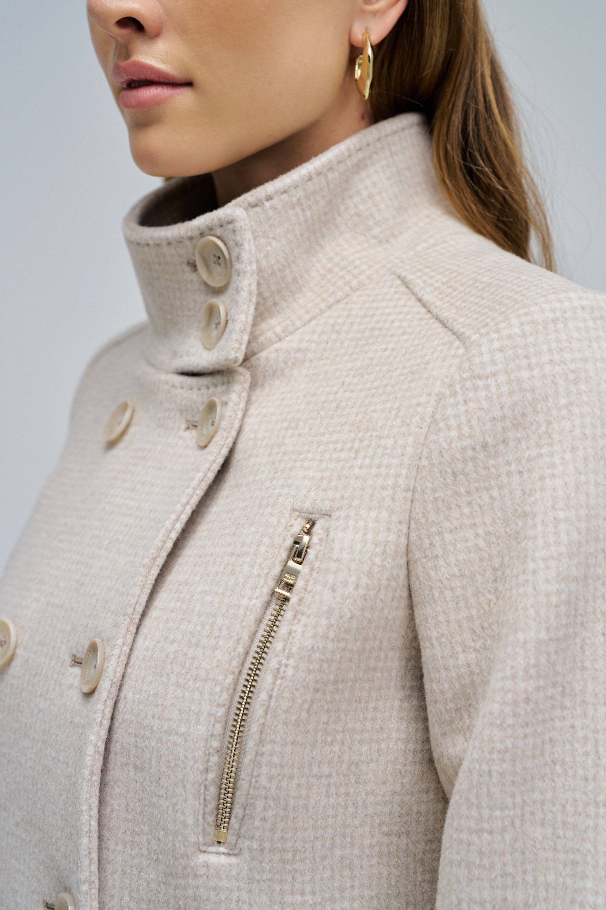 Grace Long Woolen Coat in Light Beige V1 Vestes Salsa Jeans