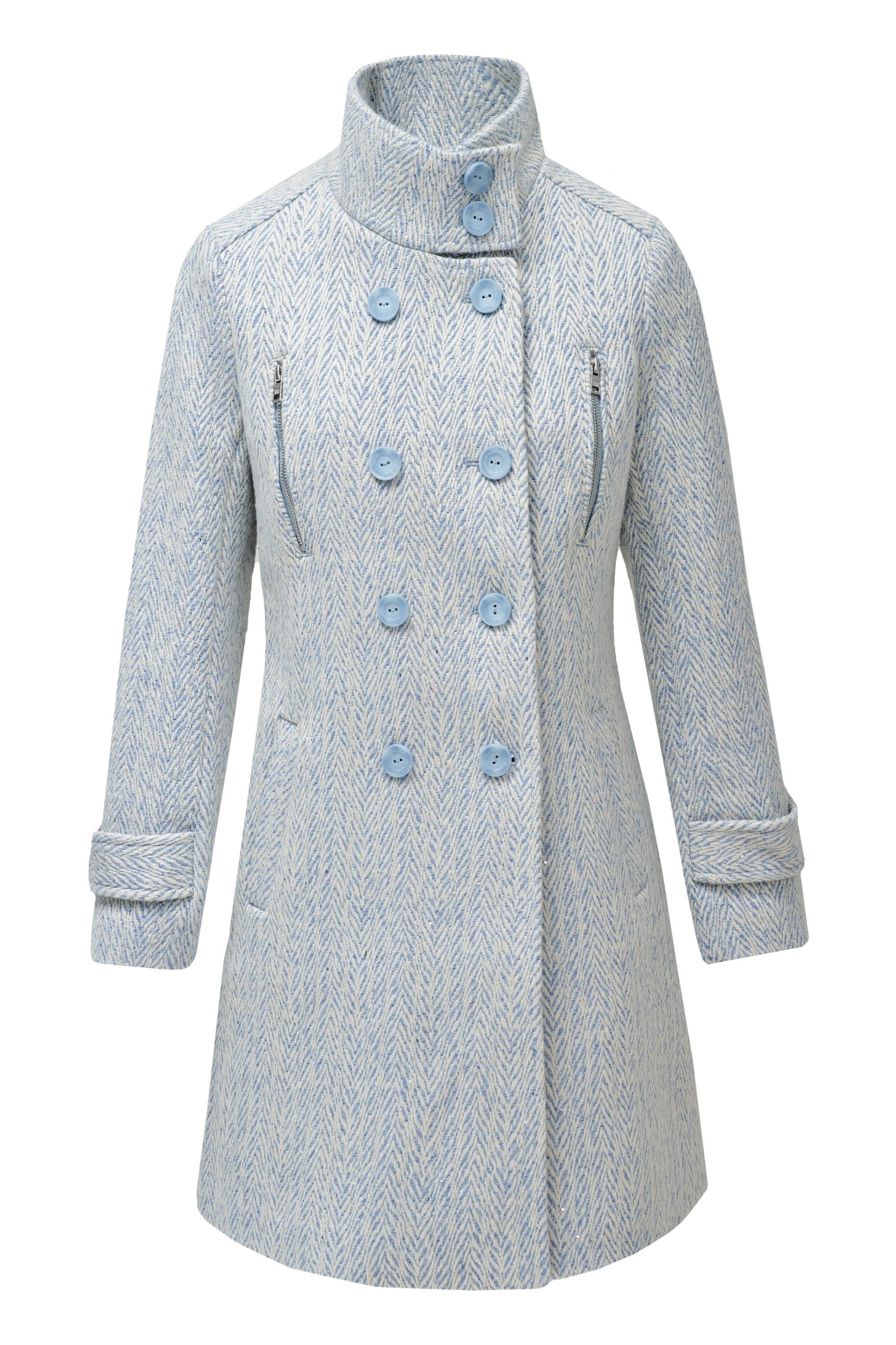 Grace Long Woolen Coat in Light Blue V1 Vestes Salsa Jeans