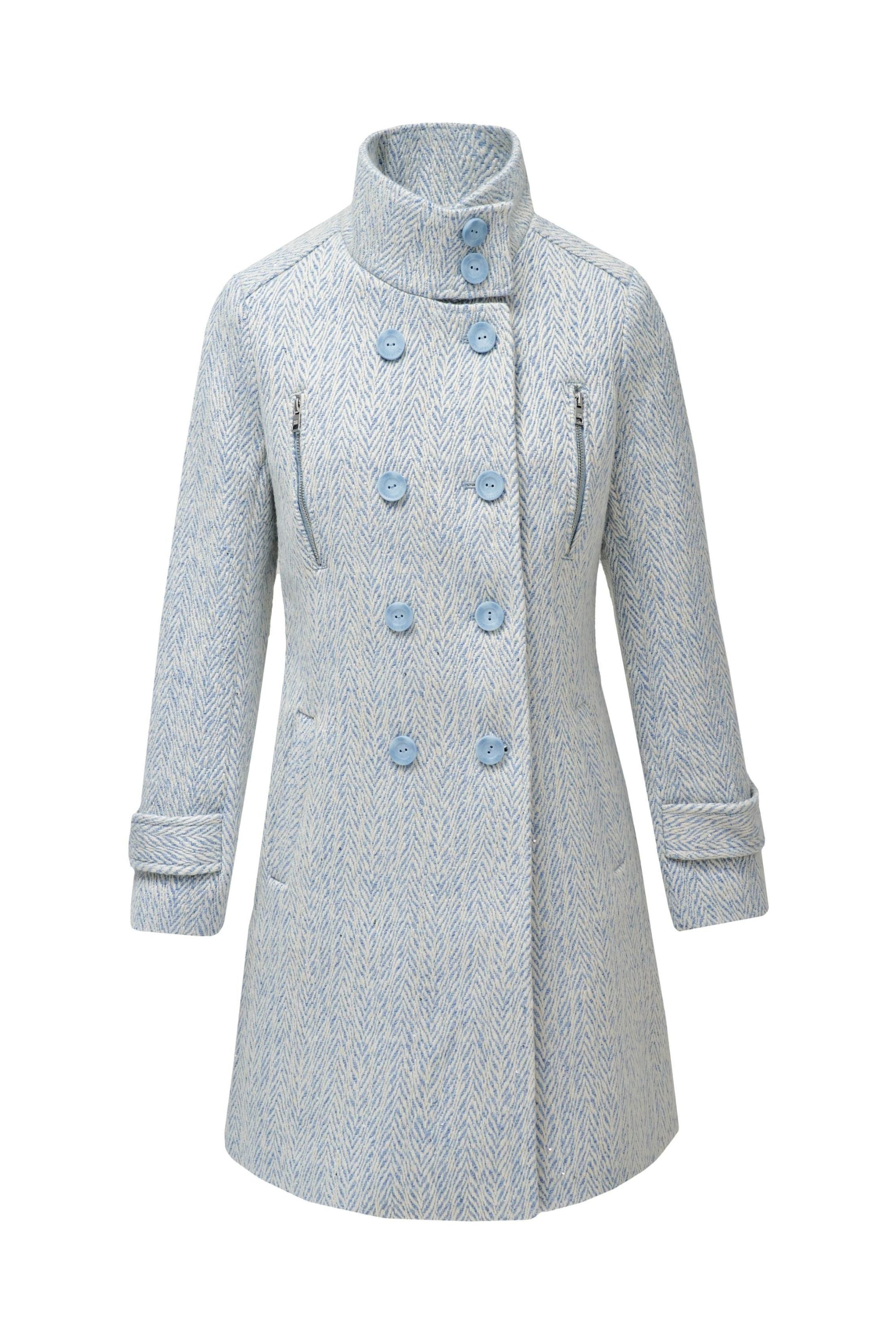 Grace Long Woolen Coat in Light Blue V1 Vestes Salsa Jeans