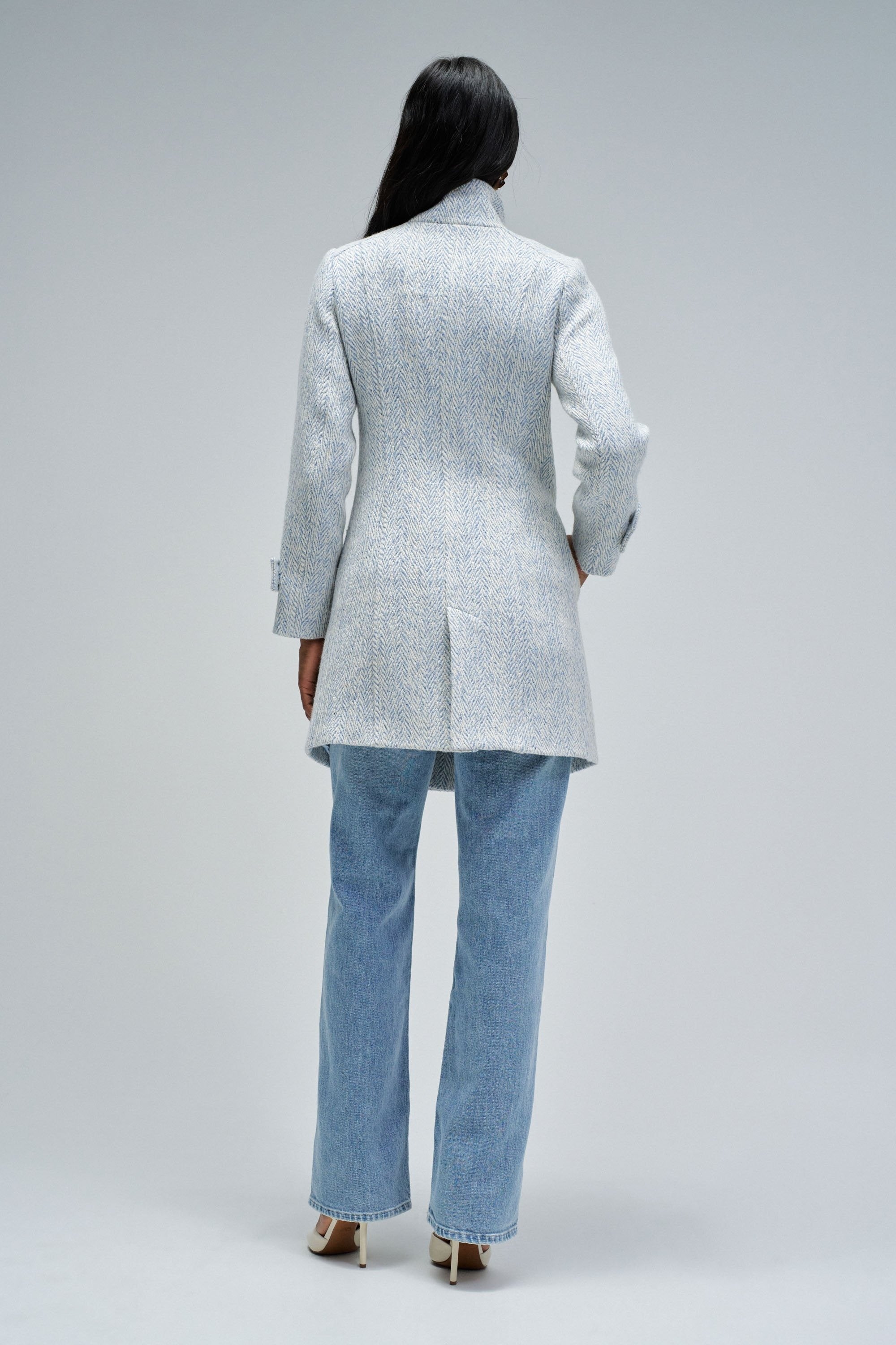 Grace Long Woolen Coat in Light Blue V1 Vestes Salsa Jeans