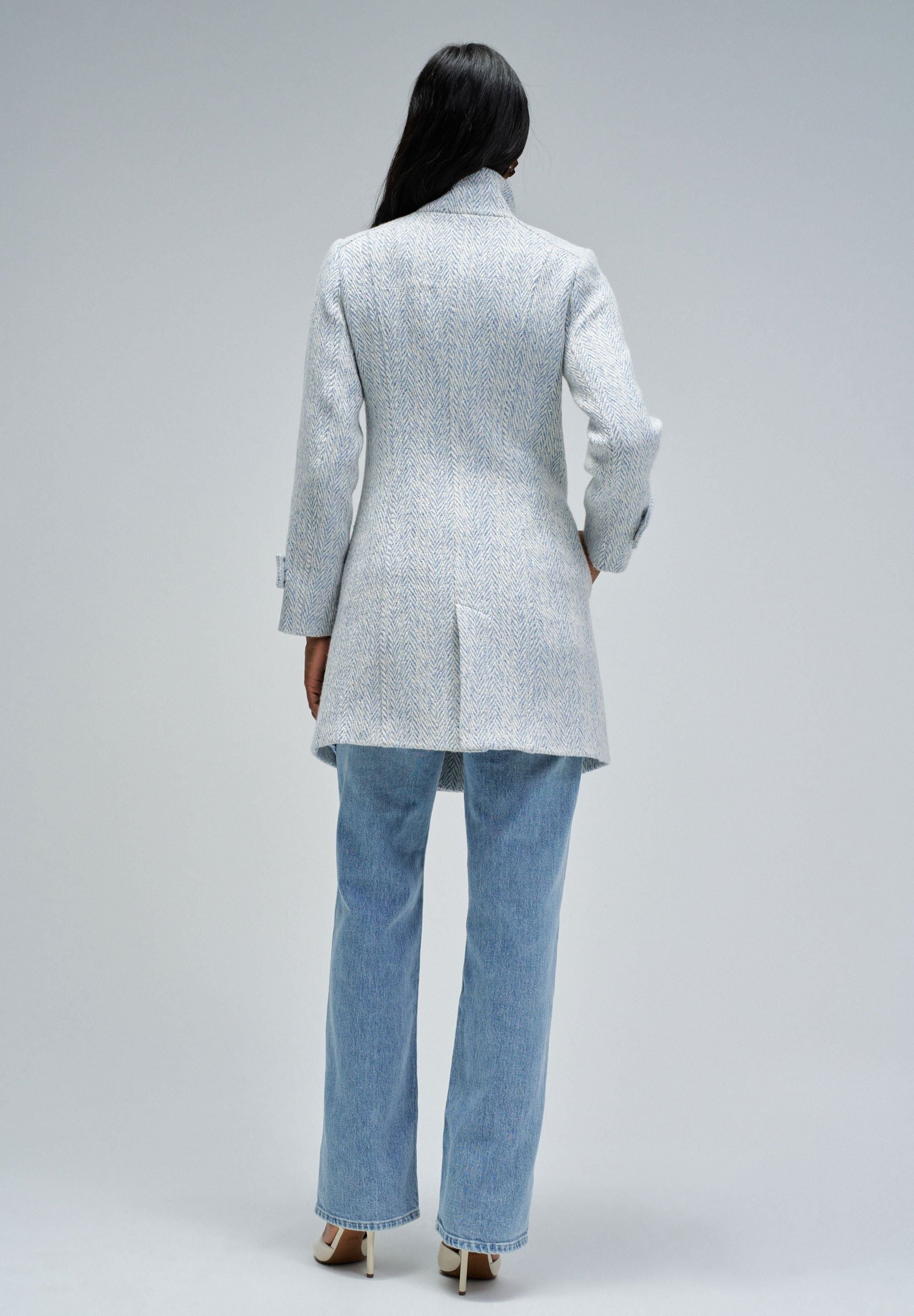 Grace Long Woolen Coat in Light Blue V1 Vestes Salsa Jeans