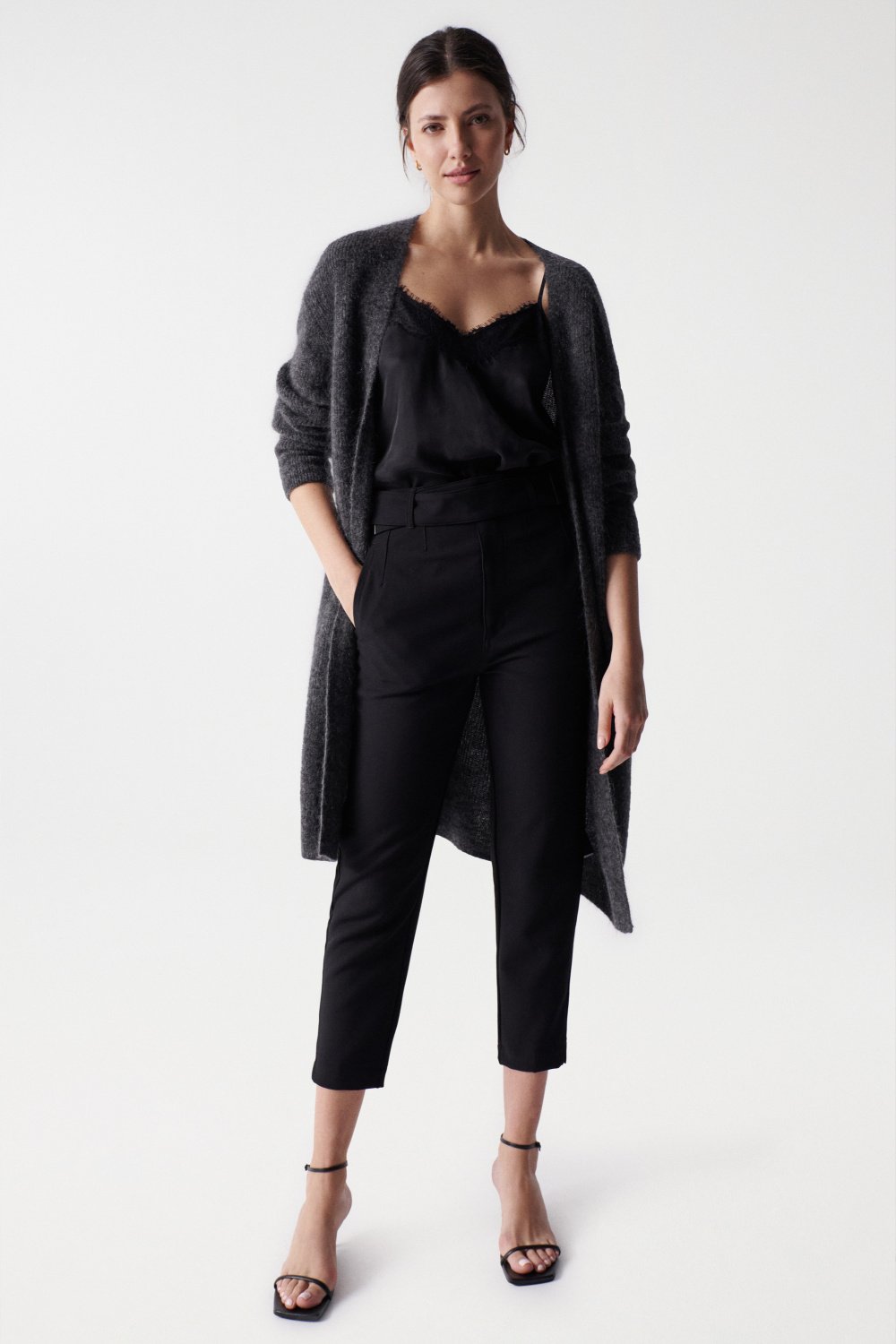 Chino Cropped Slim High Waist Pantalon en noir Salsa Jeans
