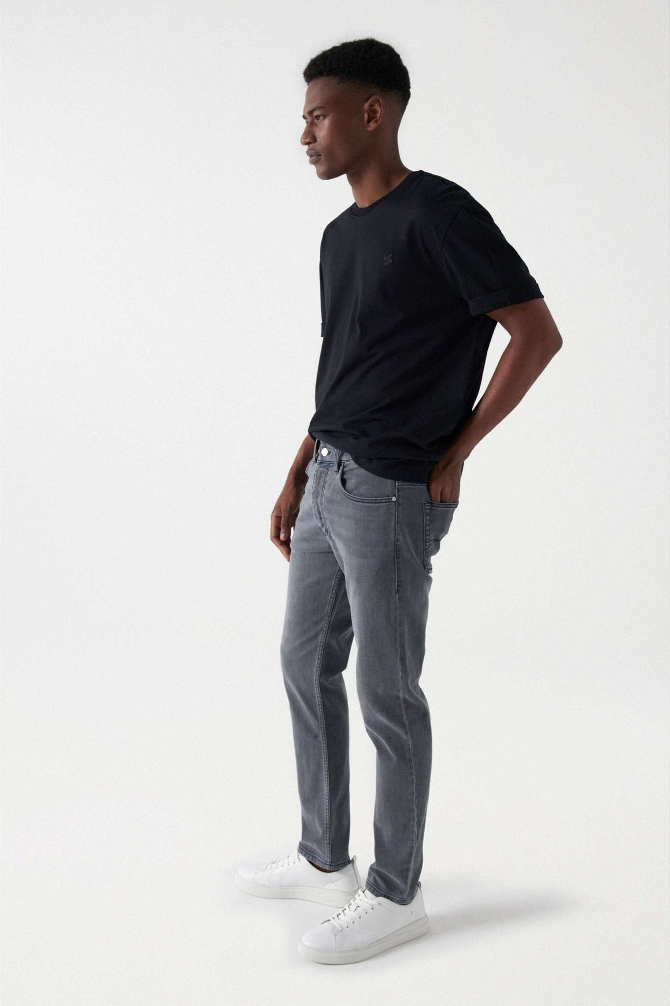 Jeans Slim Knit Denim en gris moyen Jeans Salsa Jeans