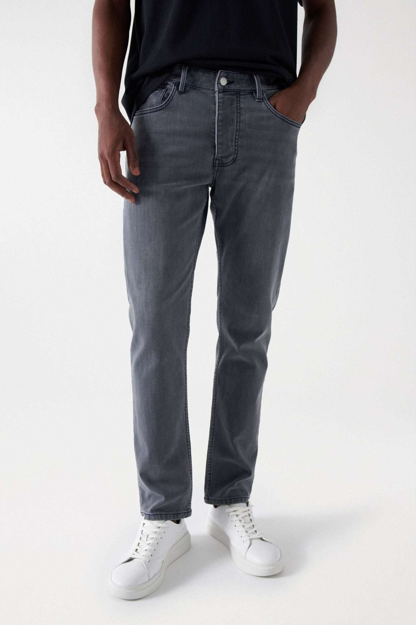 Jeans Slim Knit Denim en gris moyen Jeans Salsa Jeans