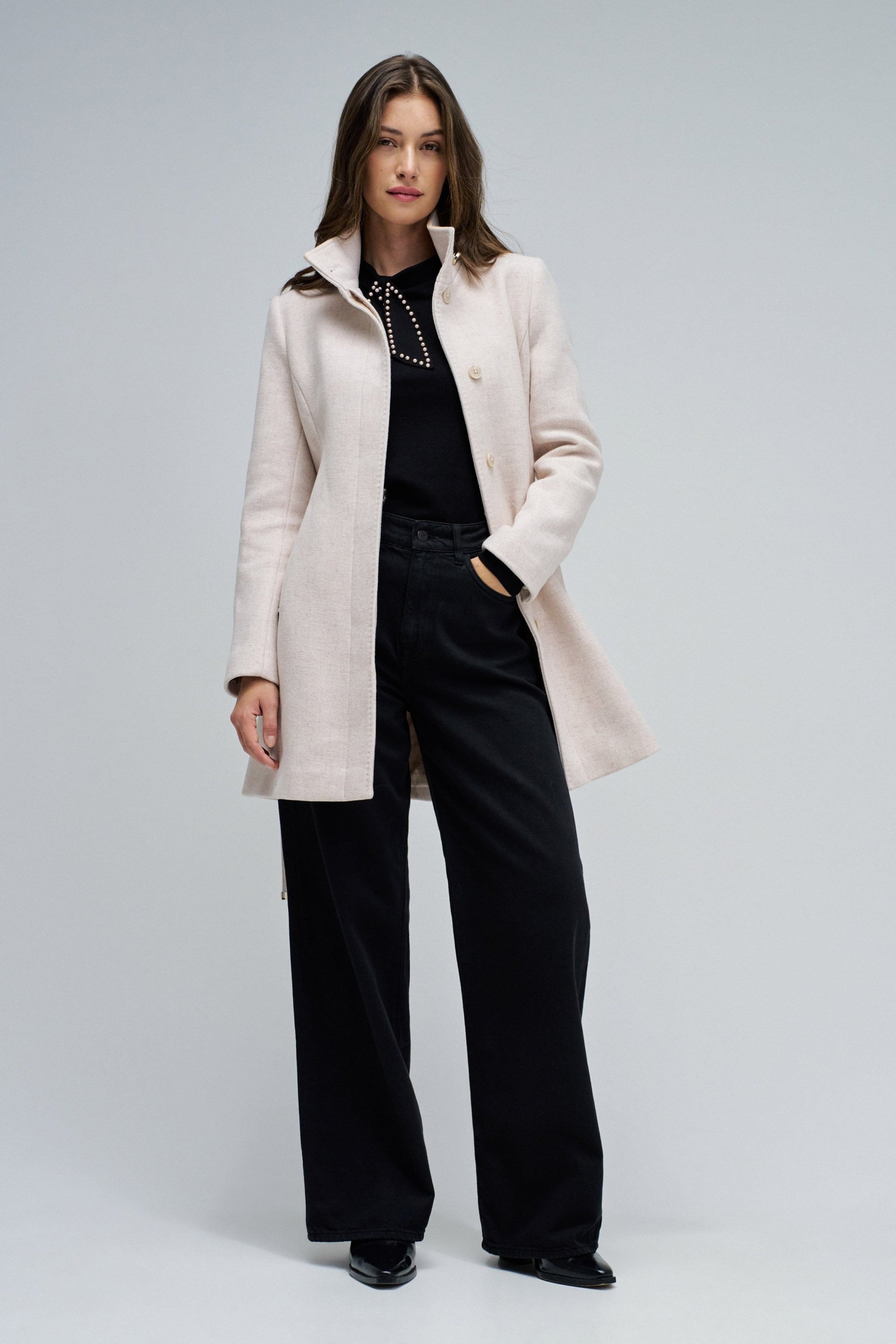 The Reimagined Wool Coat in Light Beige V1 Vestes Salsa Jeans