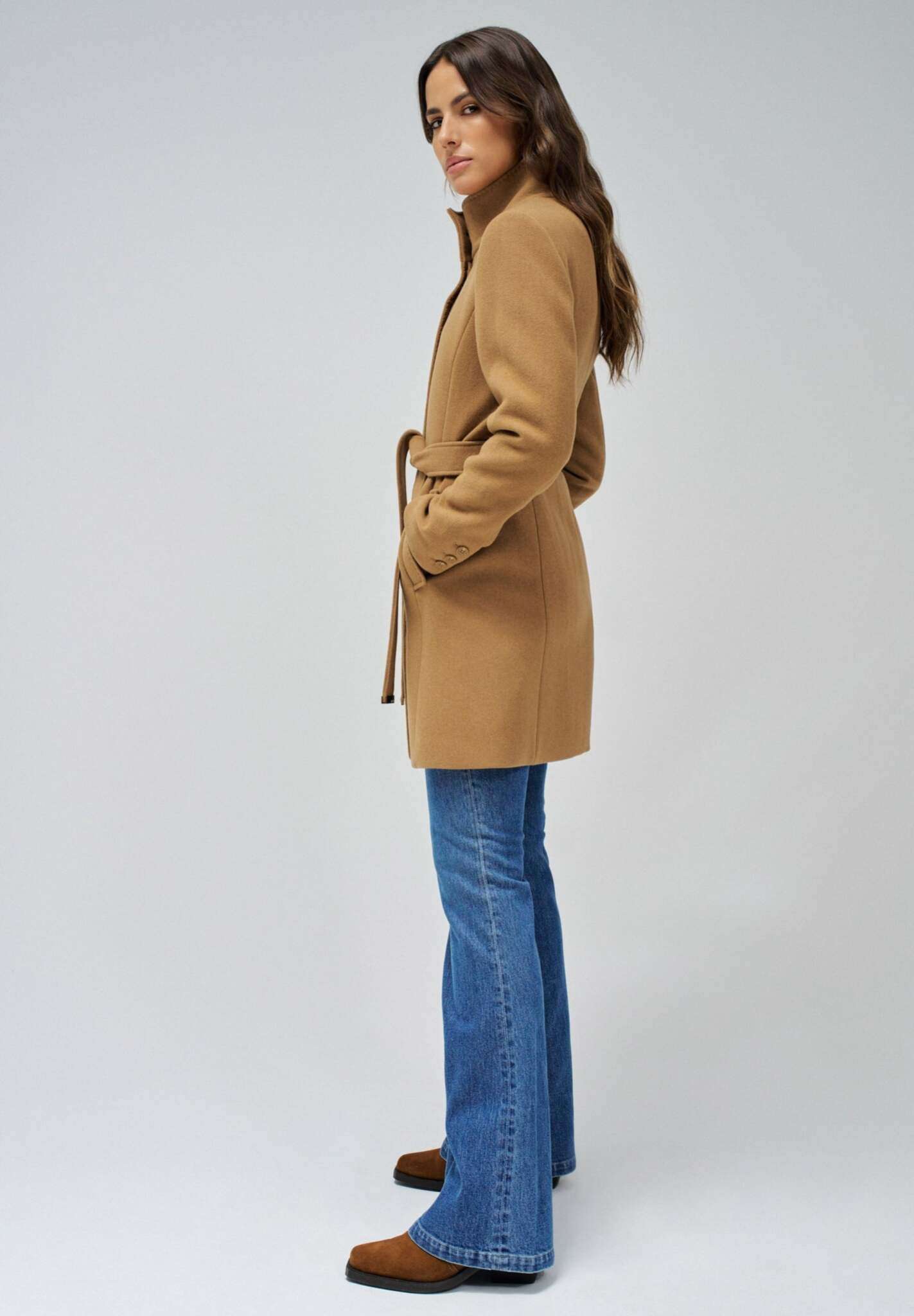 The Reimagined Wool Coat in Dark Beige Vestes Salsa Jeans