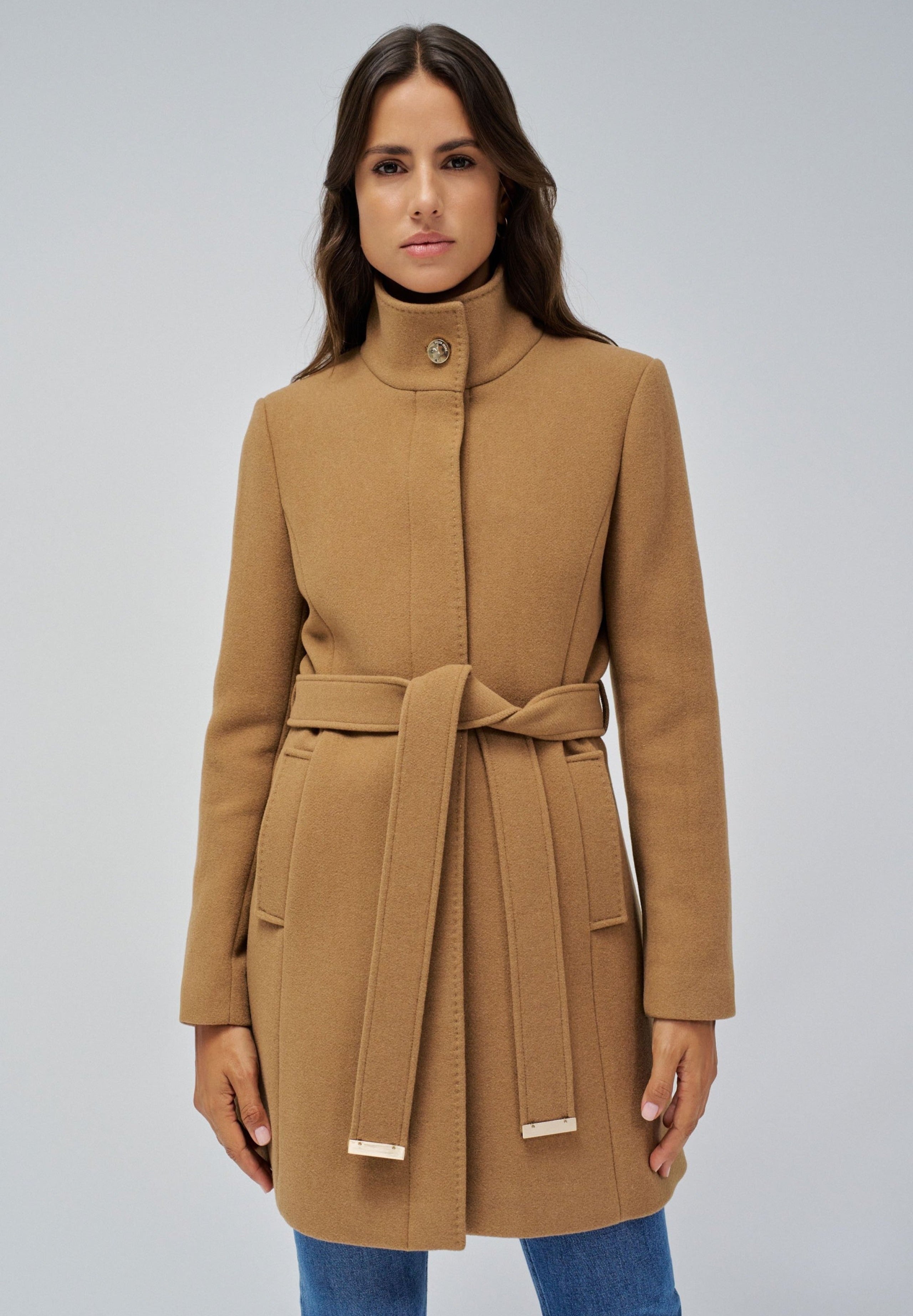 The Reimagined Wool Coat in Dark Beige Vestes Salsa Jeans