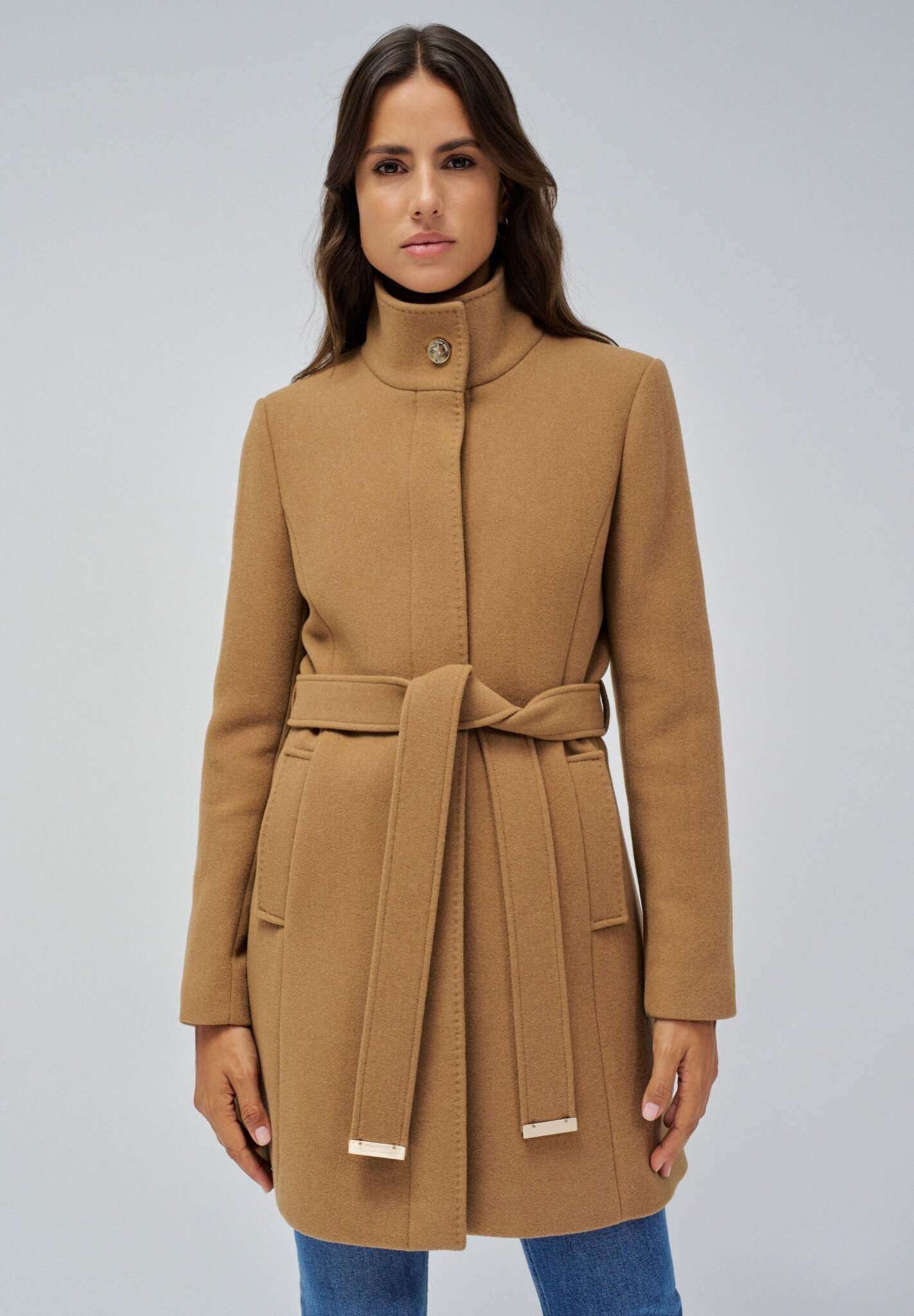 The Reimagined Wool Coat in Dark Beige Vestes Salsa Jeans