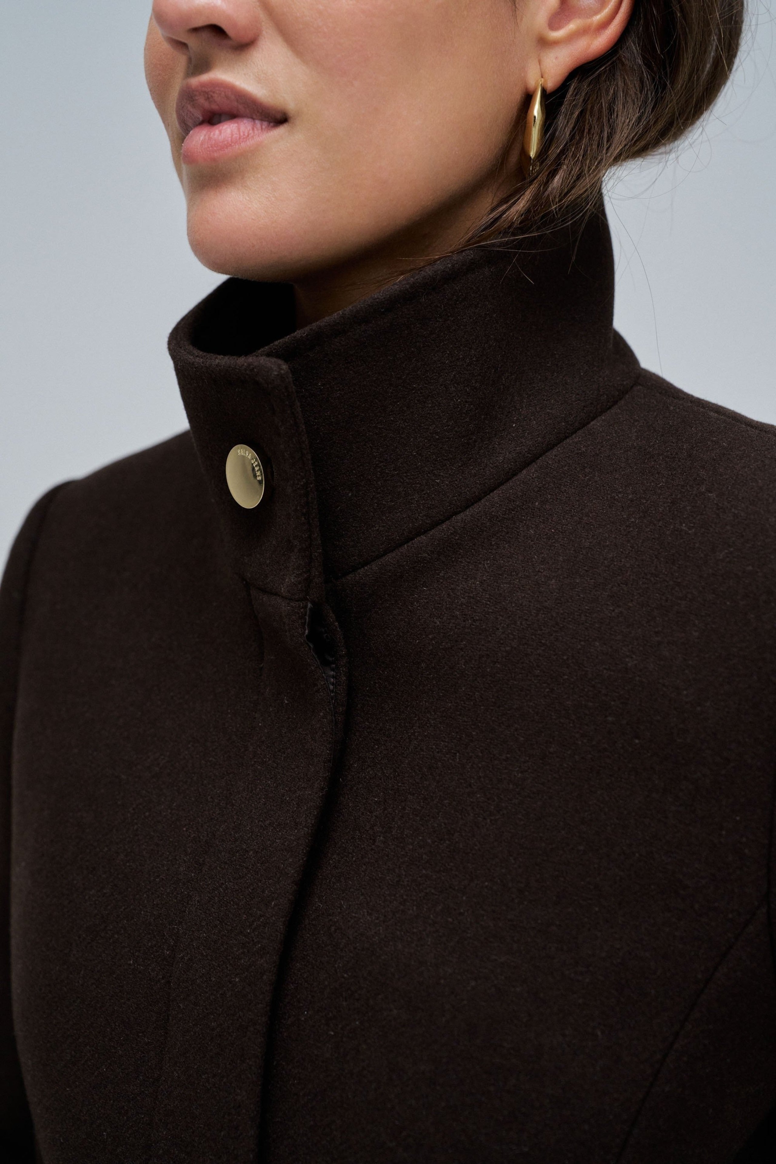 The Reimagined Wool Coat in Dark Brown Vestes Salsa Jeans