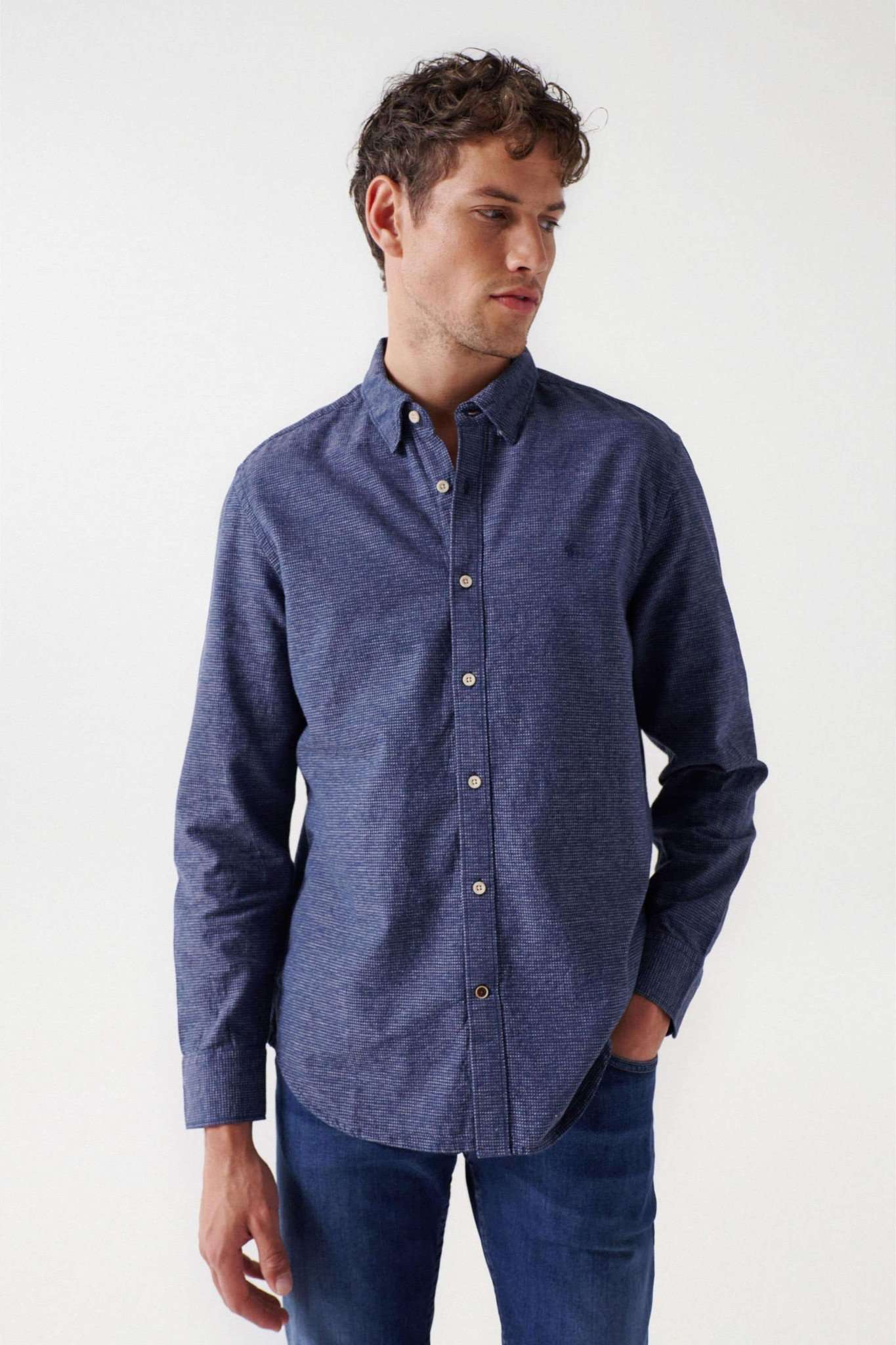 Check Blue Shirt dans Chemises Dark Blue Salsa Jeans