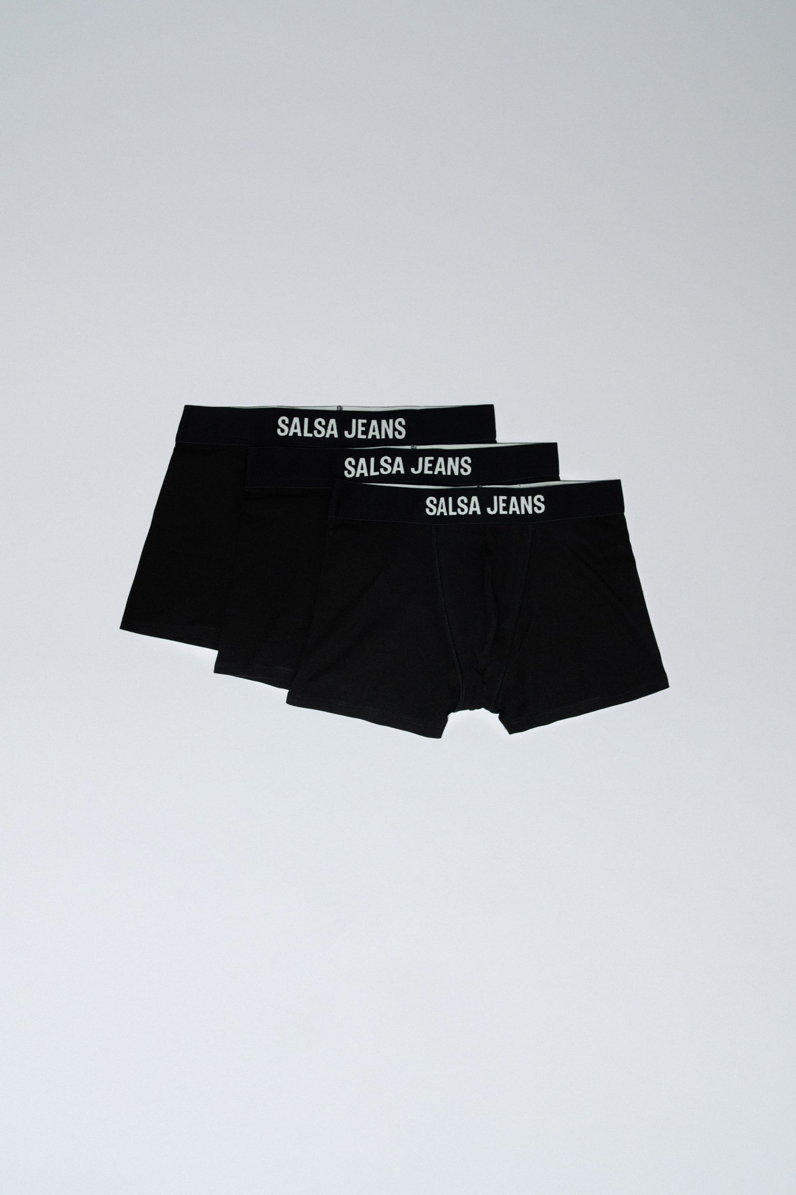 3 Branding And Solid Trunks Pack in Black Sous-vêtements Salsa Jeans