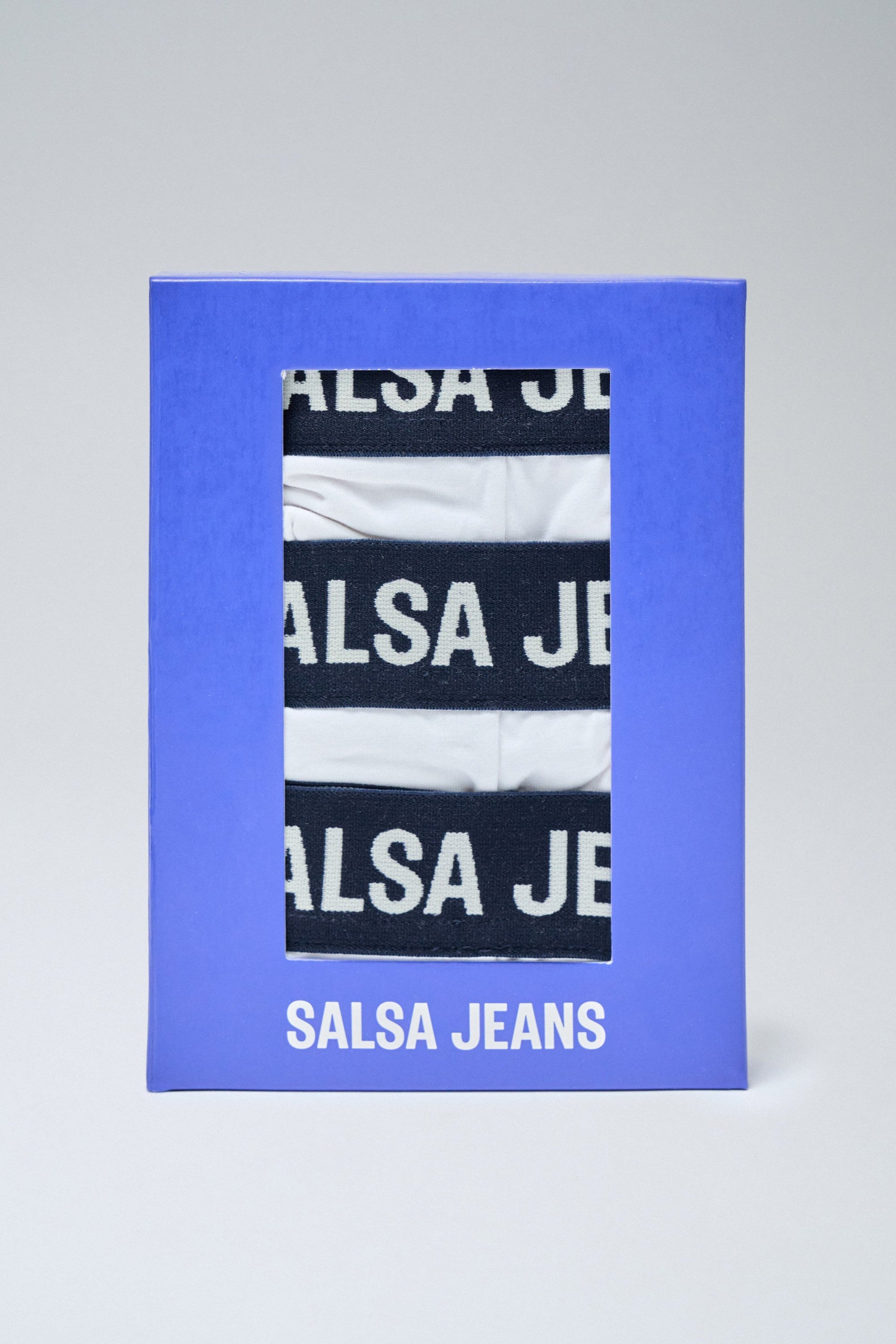 3 Branding And Solid Trunks Pack in White Sous-vêtements Salsa Jeans
