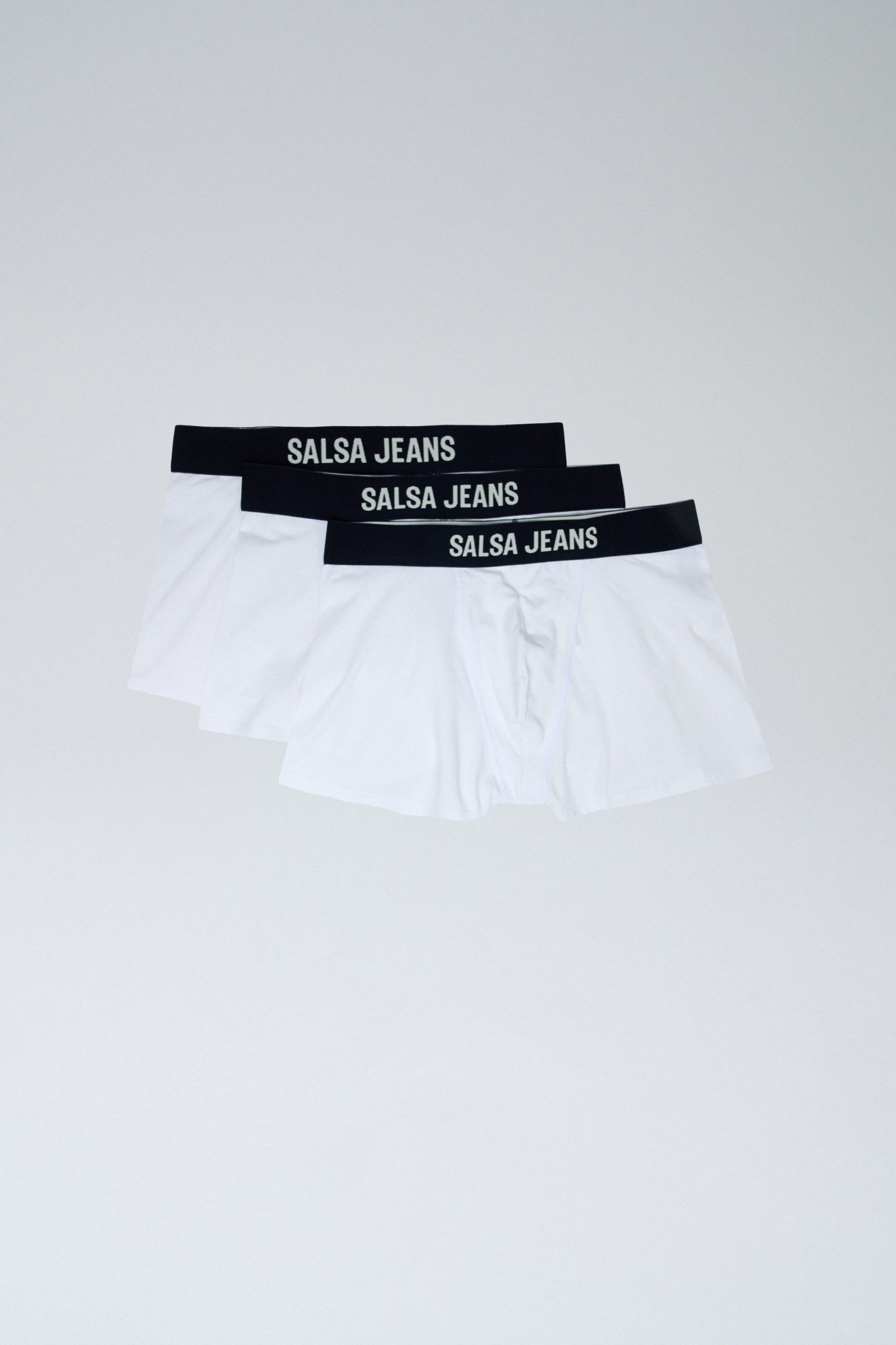 3 Branding And Solid Trunks Pack in White Sous-vêtements Salsa Jeans